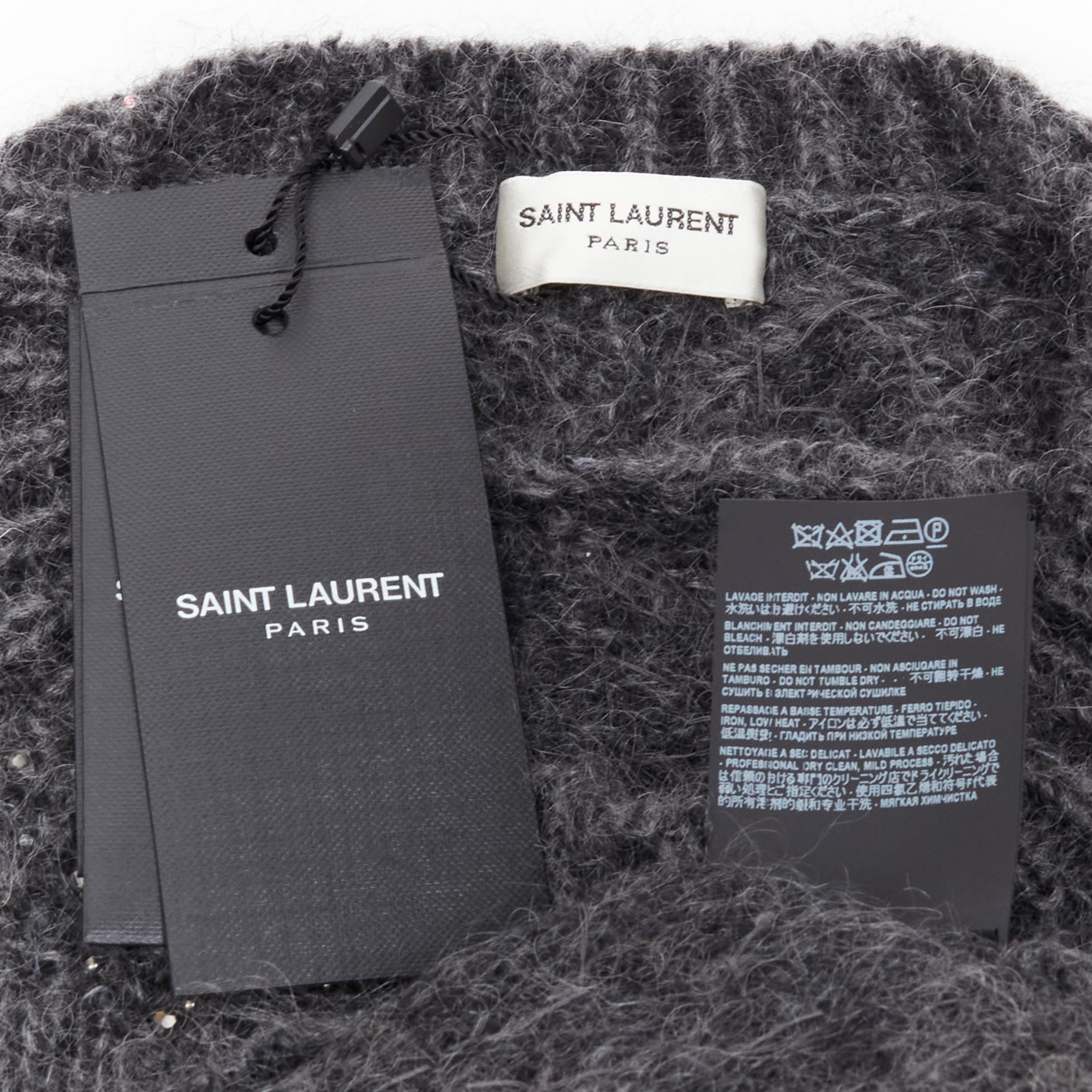 new SAINT LAURENT 2018 mohair wool crystal rhinestone embellished sweater M For Sale 7