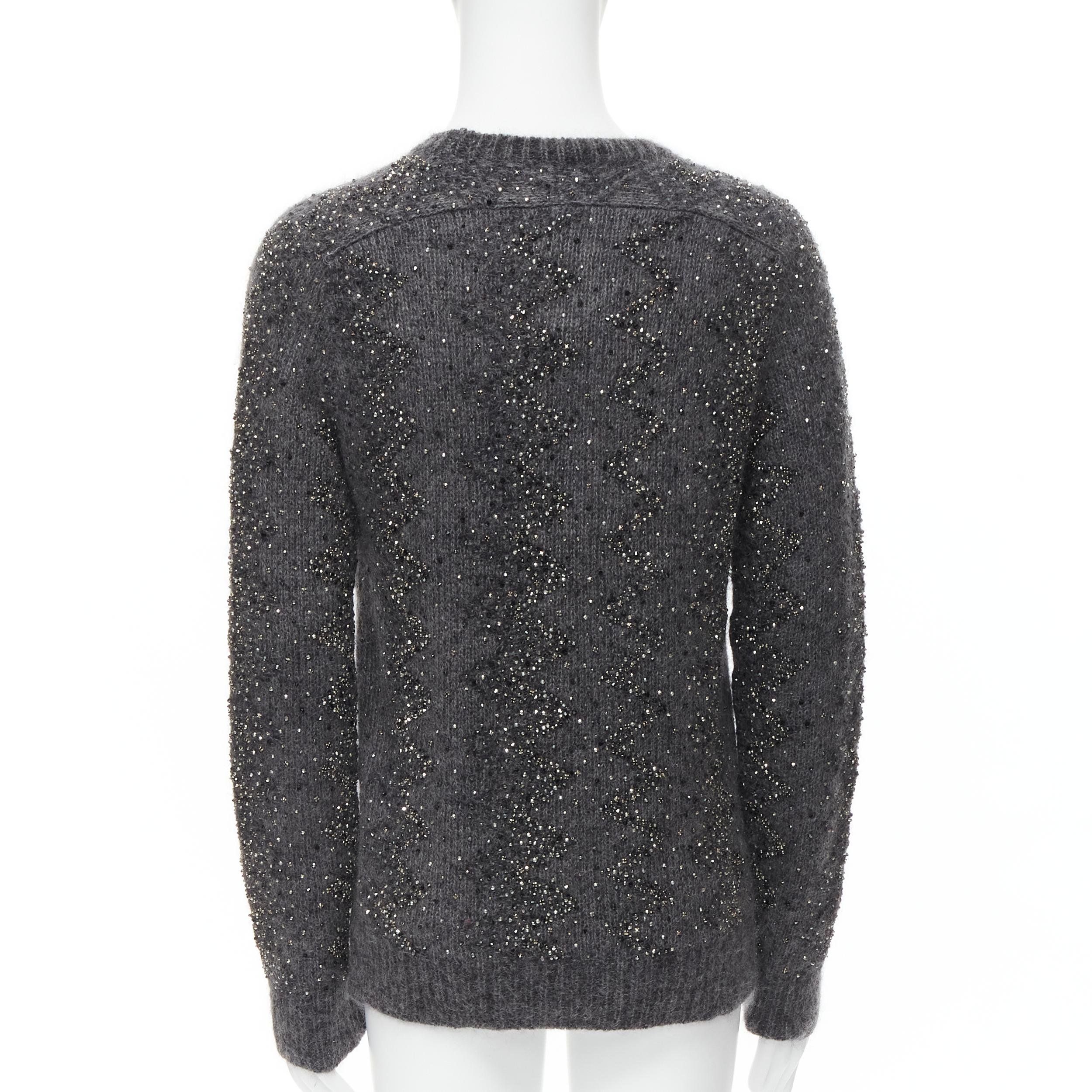 new SAINT LAURENT 2018 mohair wool crystal rhinestone embellished sweater M For Sale 1