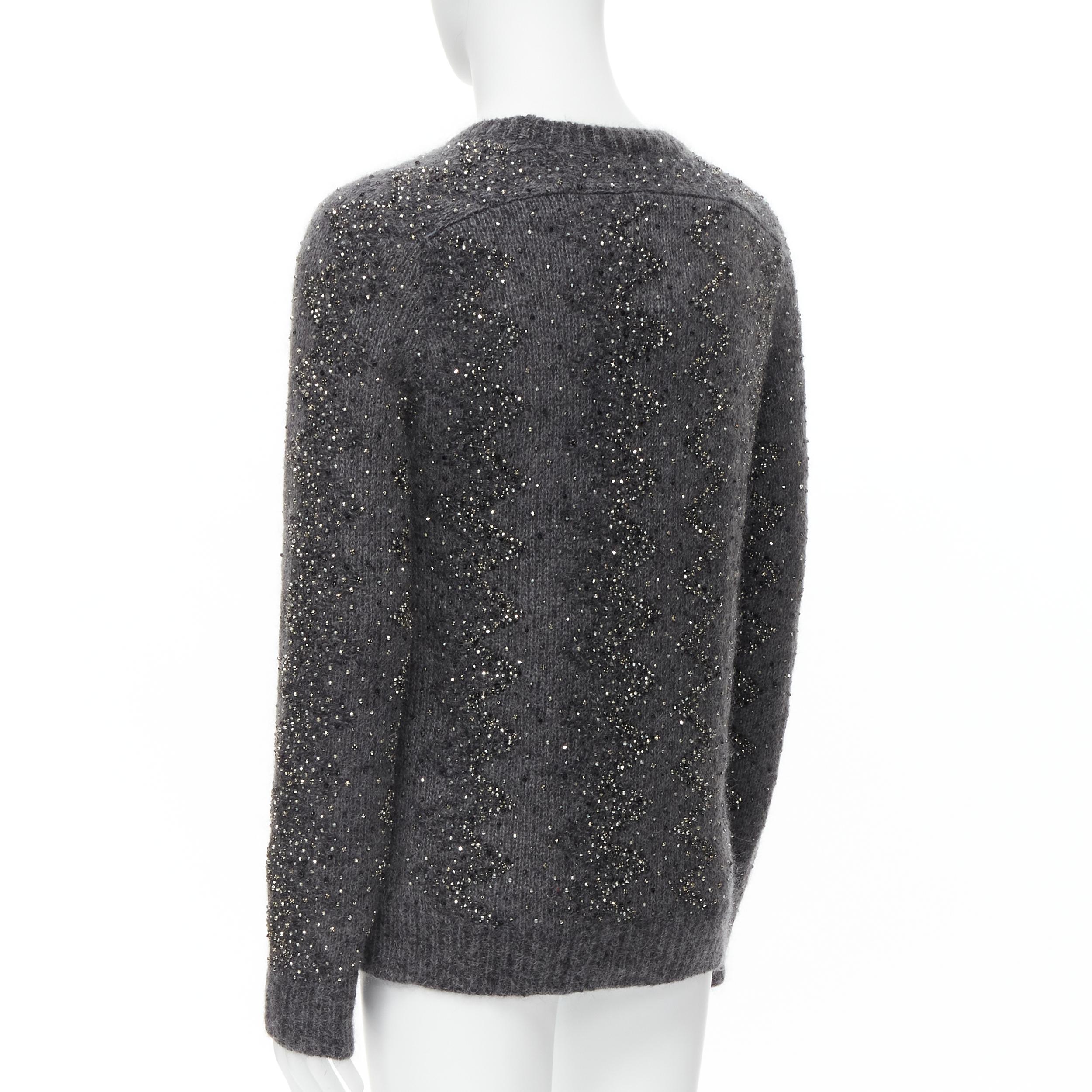 new SAINT LAURENT 2018 mohair wool crystal rhinestone embellished sweater M For Sale 2