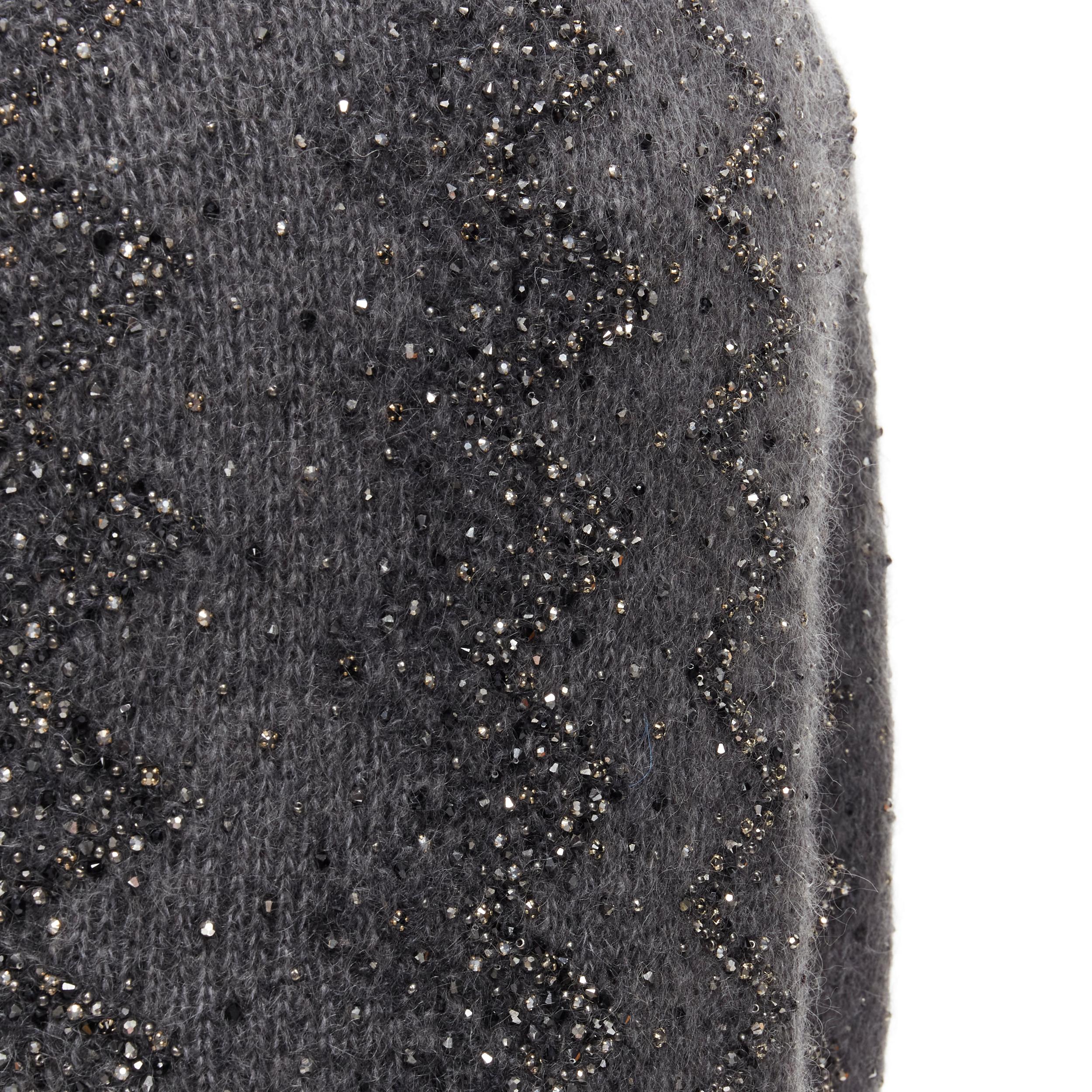 new SAINT LAURENT 2018 mohair wool crystal rhinestone embellished sweater M For Sale 4