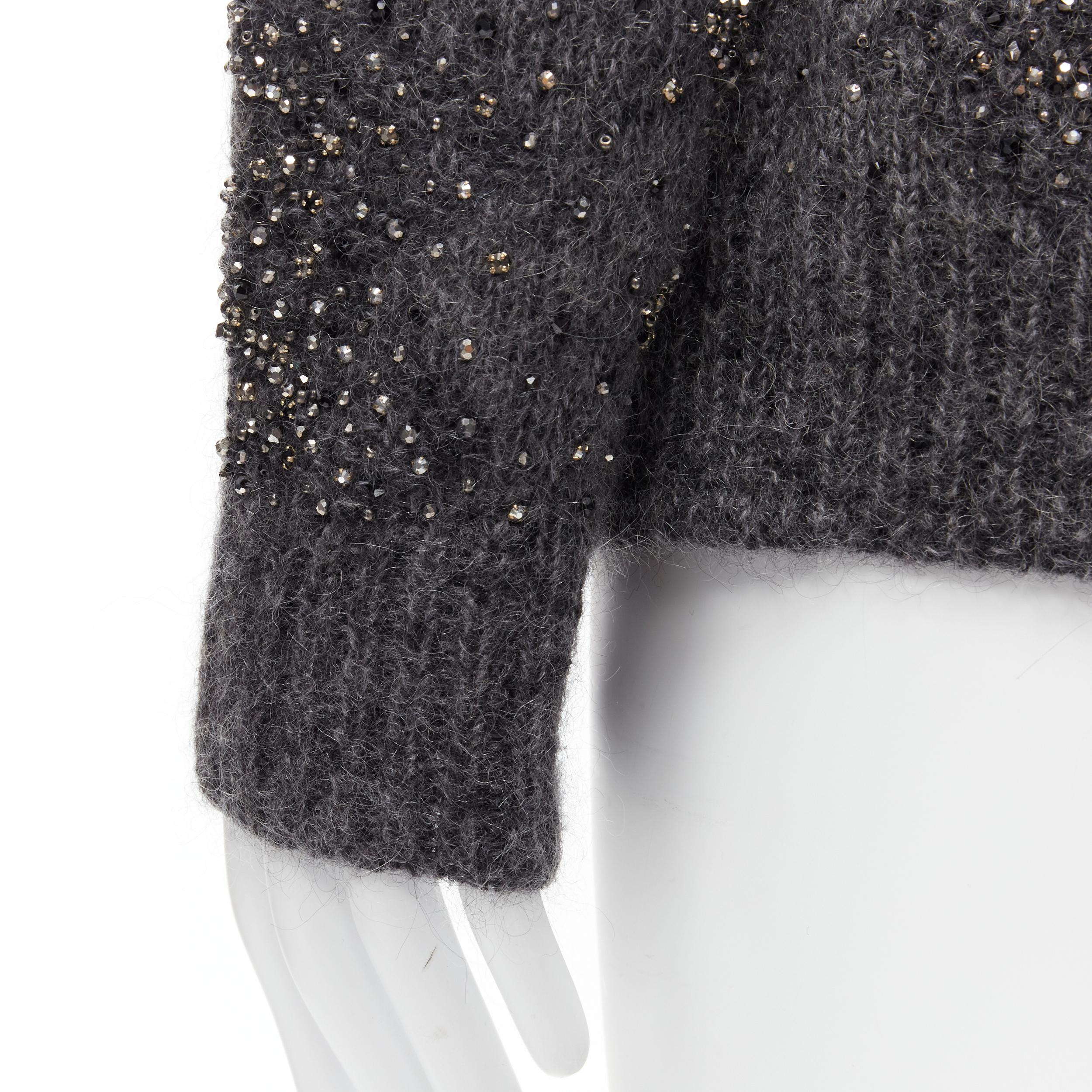 new SAINT LAURENT 2018 mohair wool crystal rhinestone embellished sweater M For Sale 5
