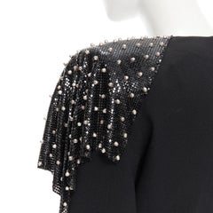 new SAINT LAURENT 2018 Runway black chainmail stud tie belt mini dress FR38 S