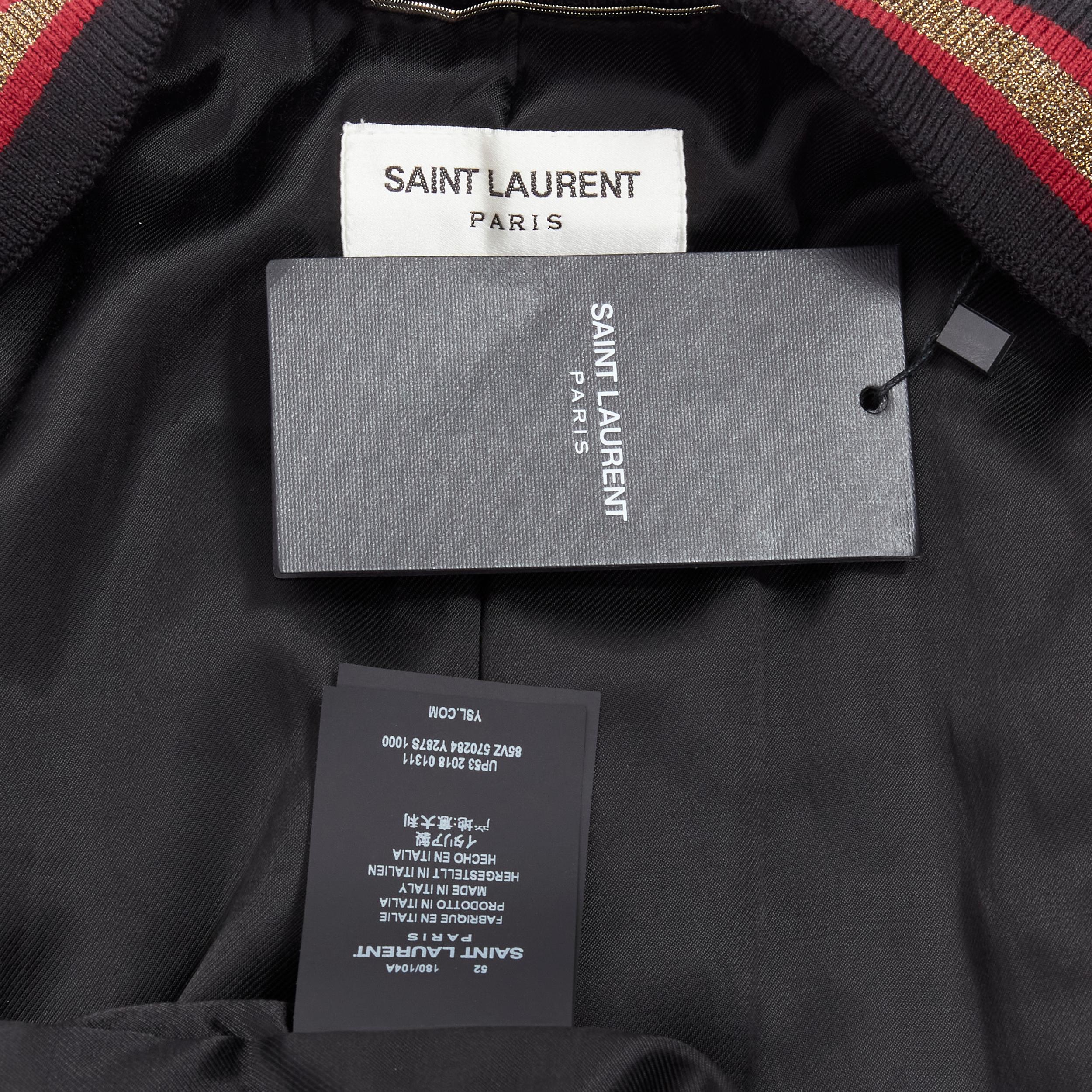 new SAINT LAURENT 2018 Teddy gold star red bead embellished bomber EU52 XL For Sale 4
