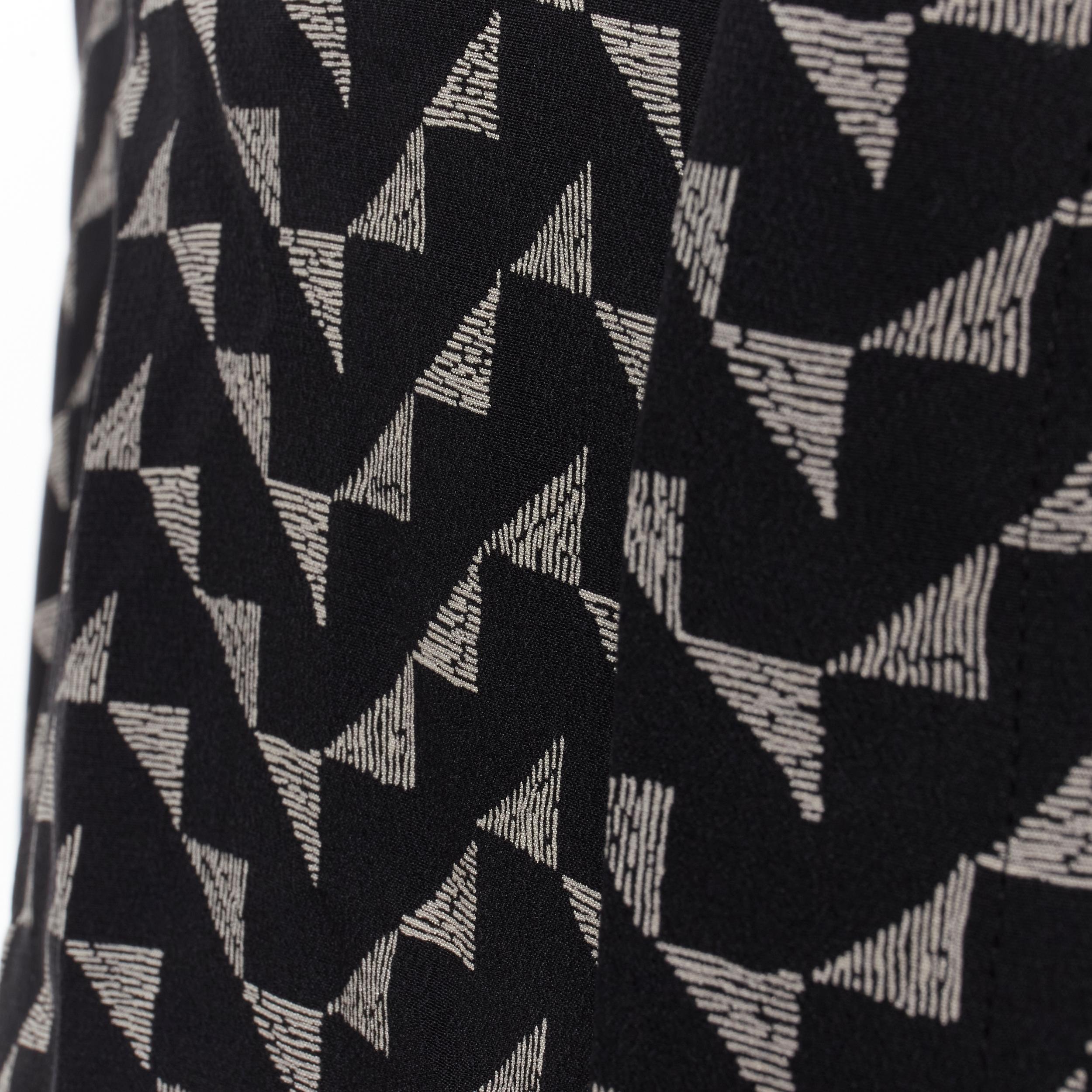 new SAINT LAURENT 2019 100% silk black geometric chevron print shirt EU41 L 4
