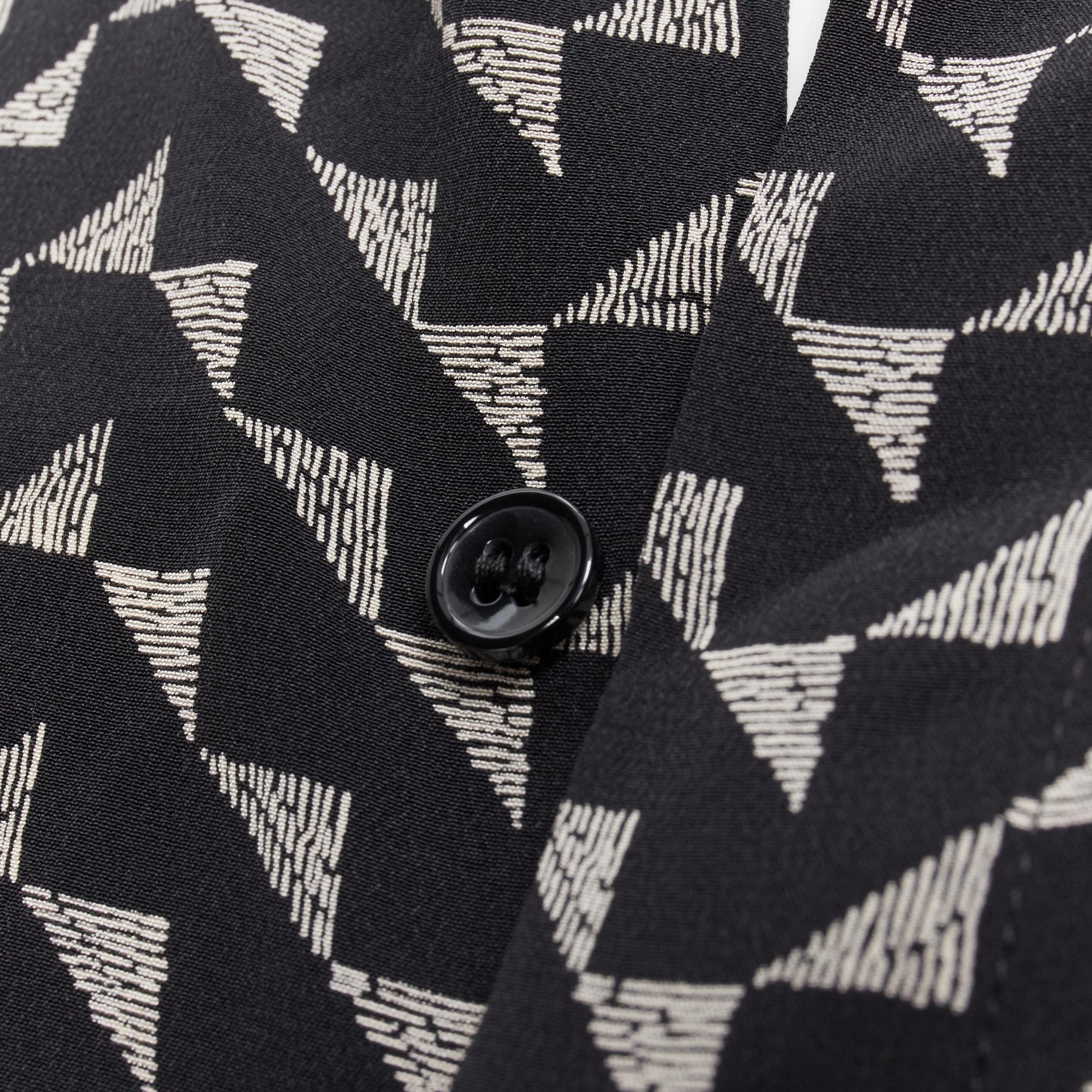 new SAINT LAURENT 2019 100% silk black geometric chevron print shirt EU41 L 1