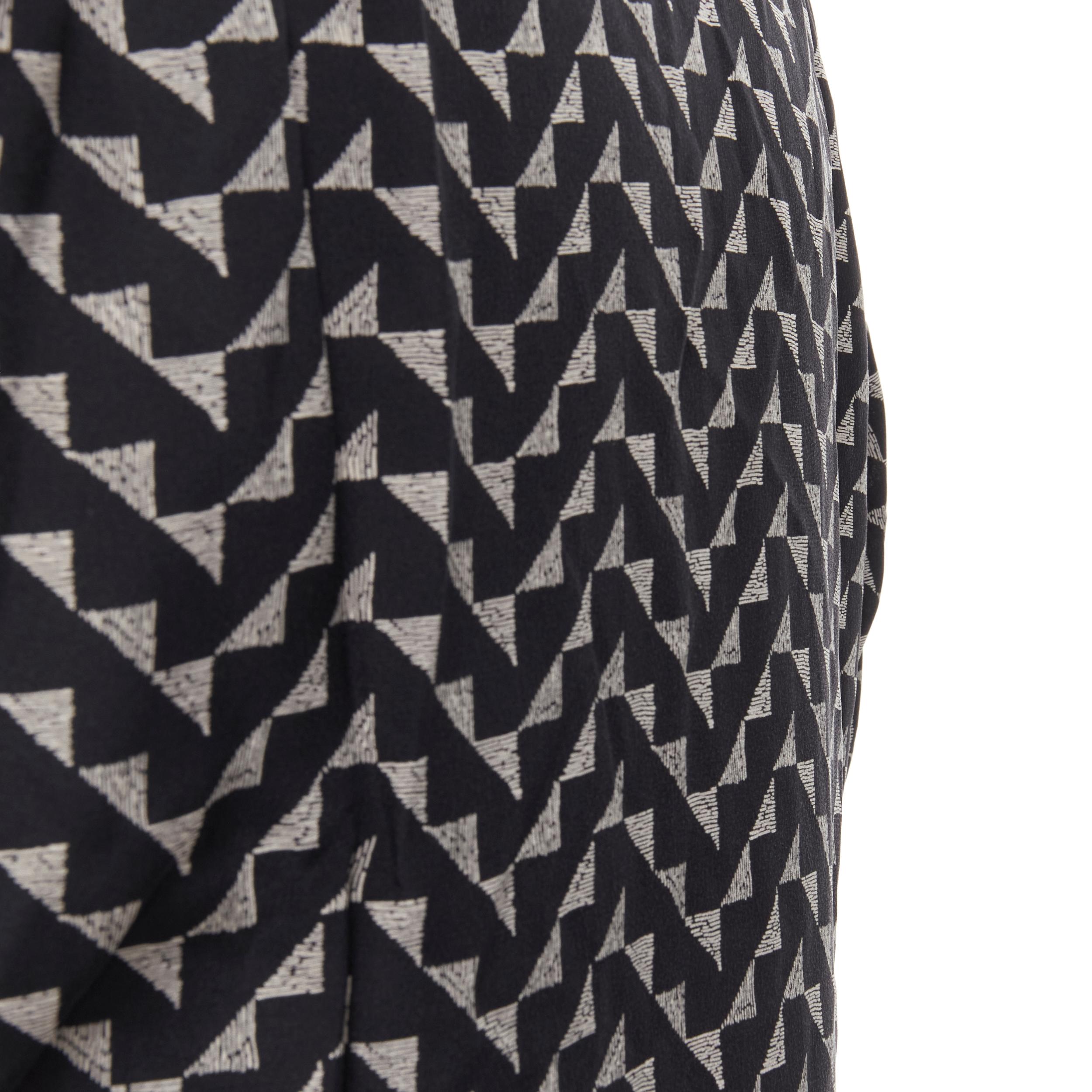 new SAINT LAURENT 2019 100% silk black geometric chevron print shirt EU41 L 3