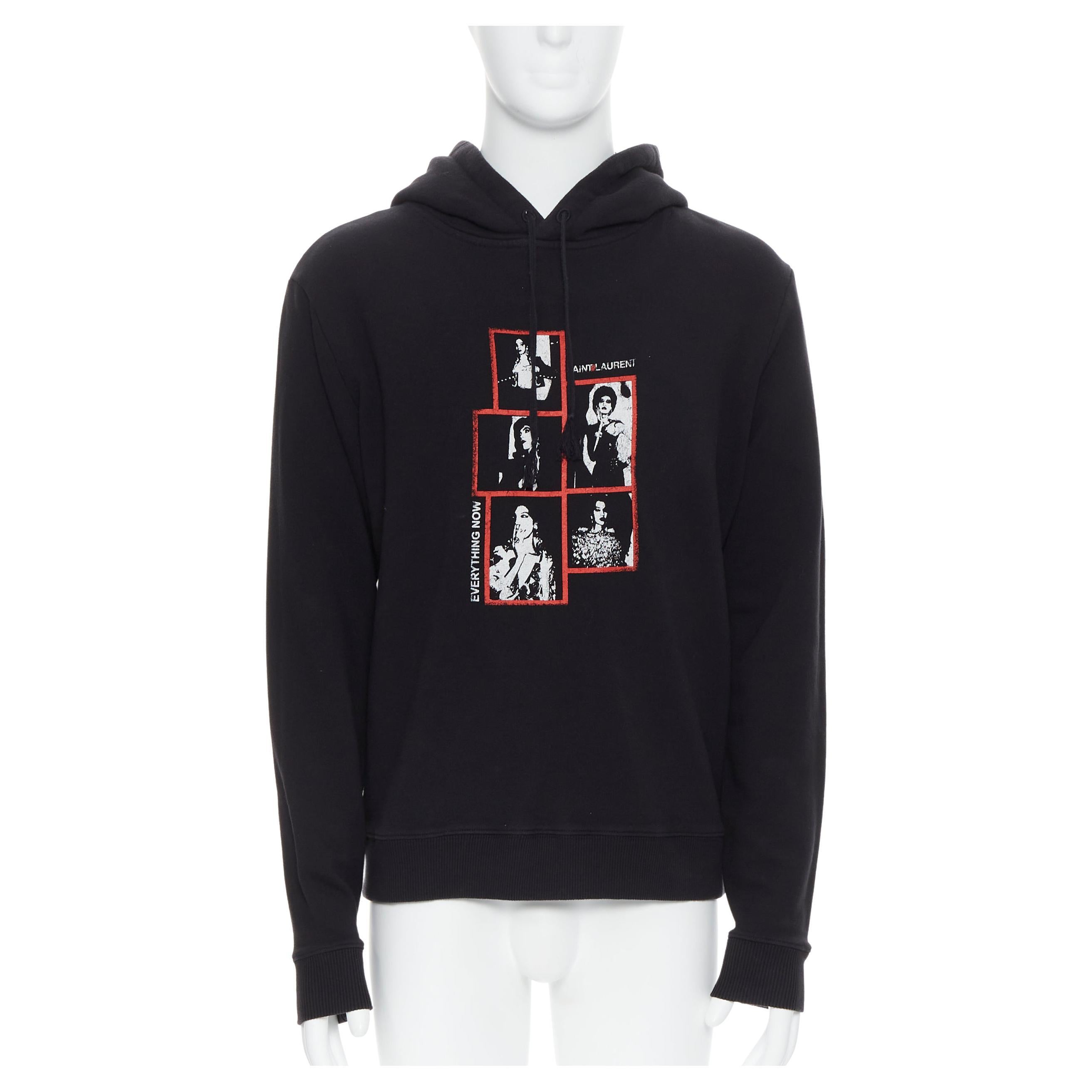 new SAINT LAURENT 2019 black polaroid vintage logo cotton hoodie pullover M