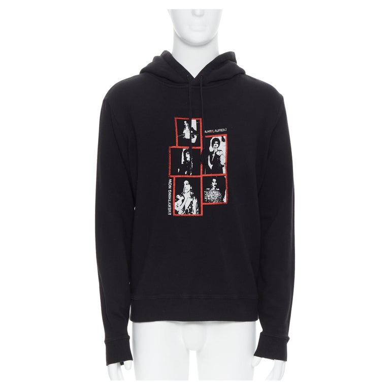 new SAINT LAURENT 2019 black polaroid vintage logo cotton hoodie pullover M  For Sale at 1stDibs