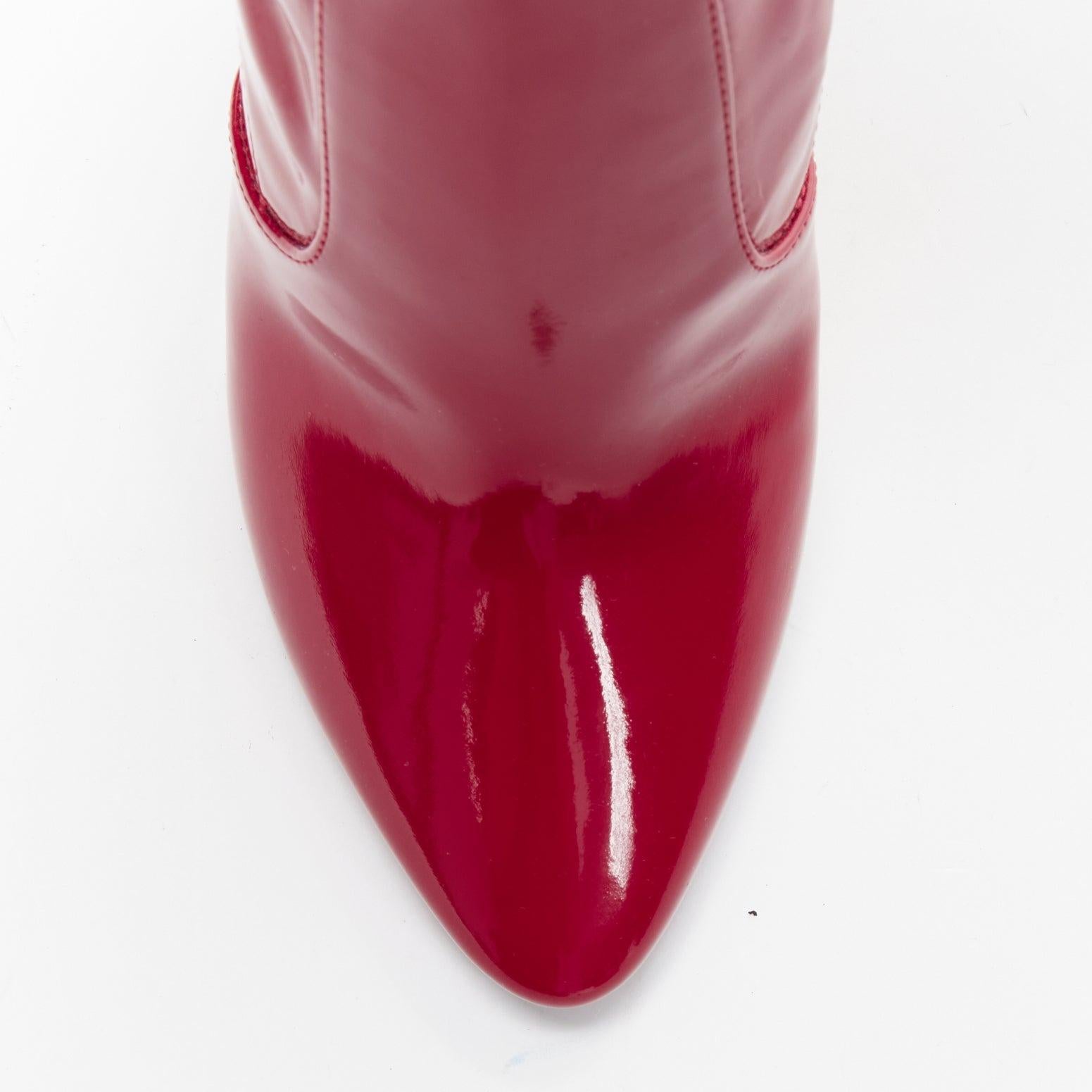 new SAINT LAURENT Aylah 110 Runway lava red vinyl thigh high boots EU37 For Sale 2