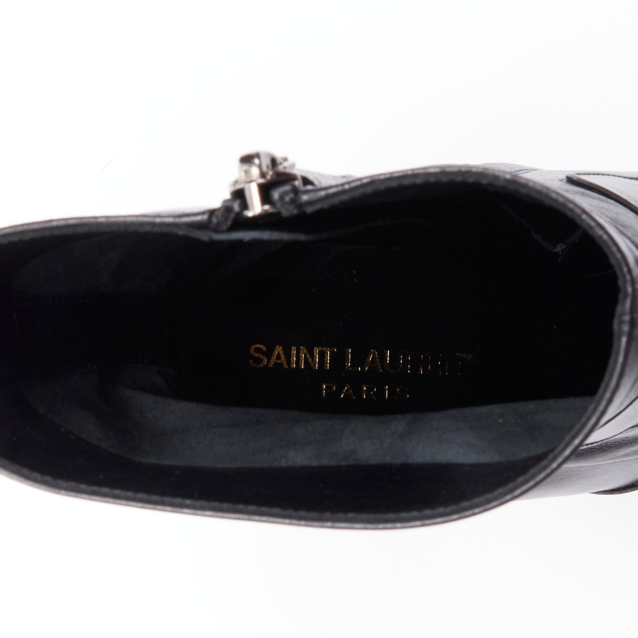 new SAINT LAURENT Billy 85 Runway black leather round platform ankle boot EU39 6