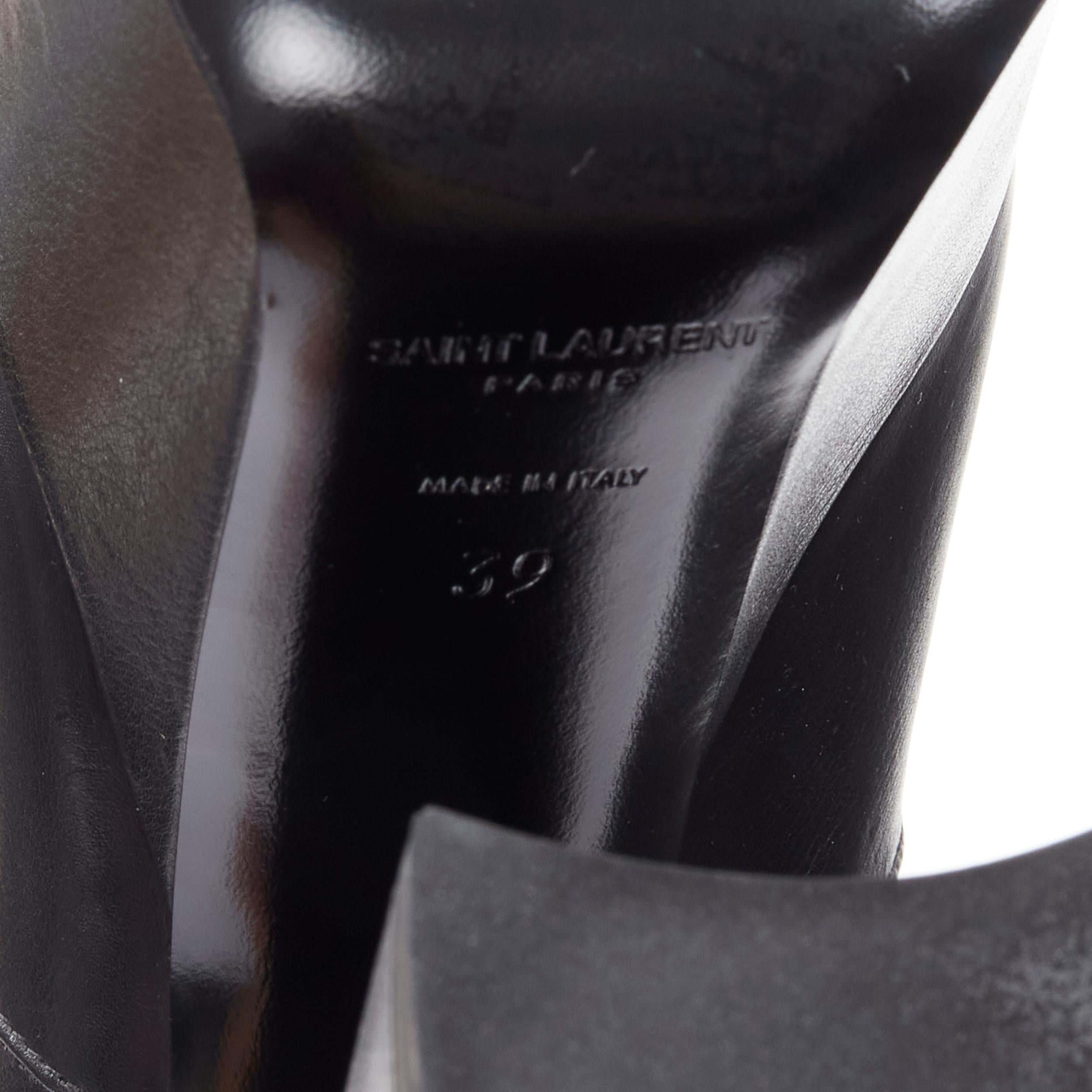 new SAINT LAURENT Billy 85 Runway black leather round platform ankle boot EU39 7