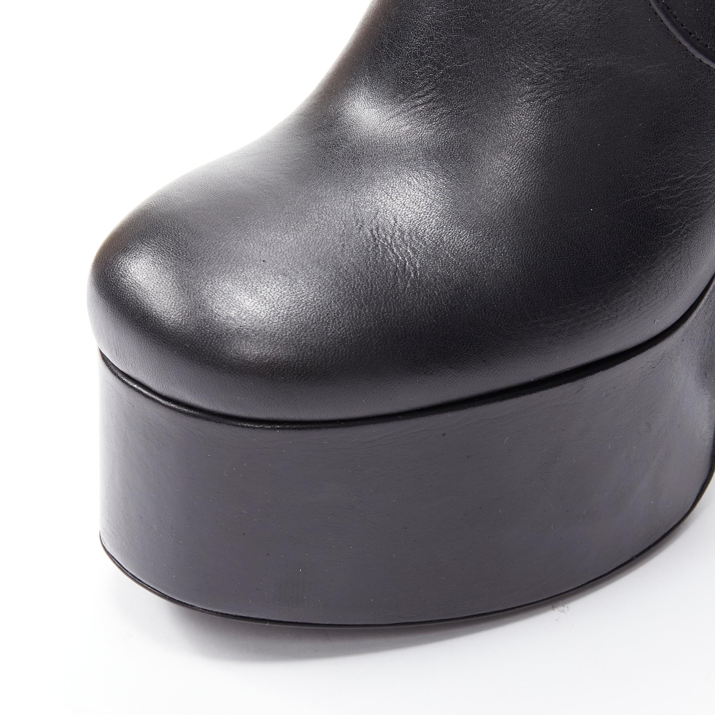 new SAINT LAURENT Billy 85 Runway black leather round platform ankle boot EU39 2