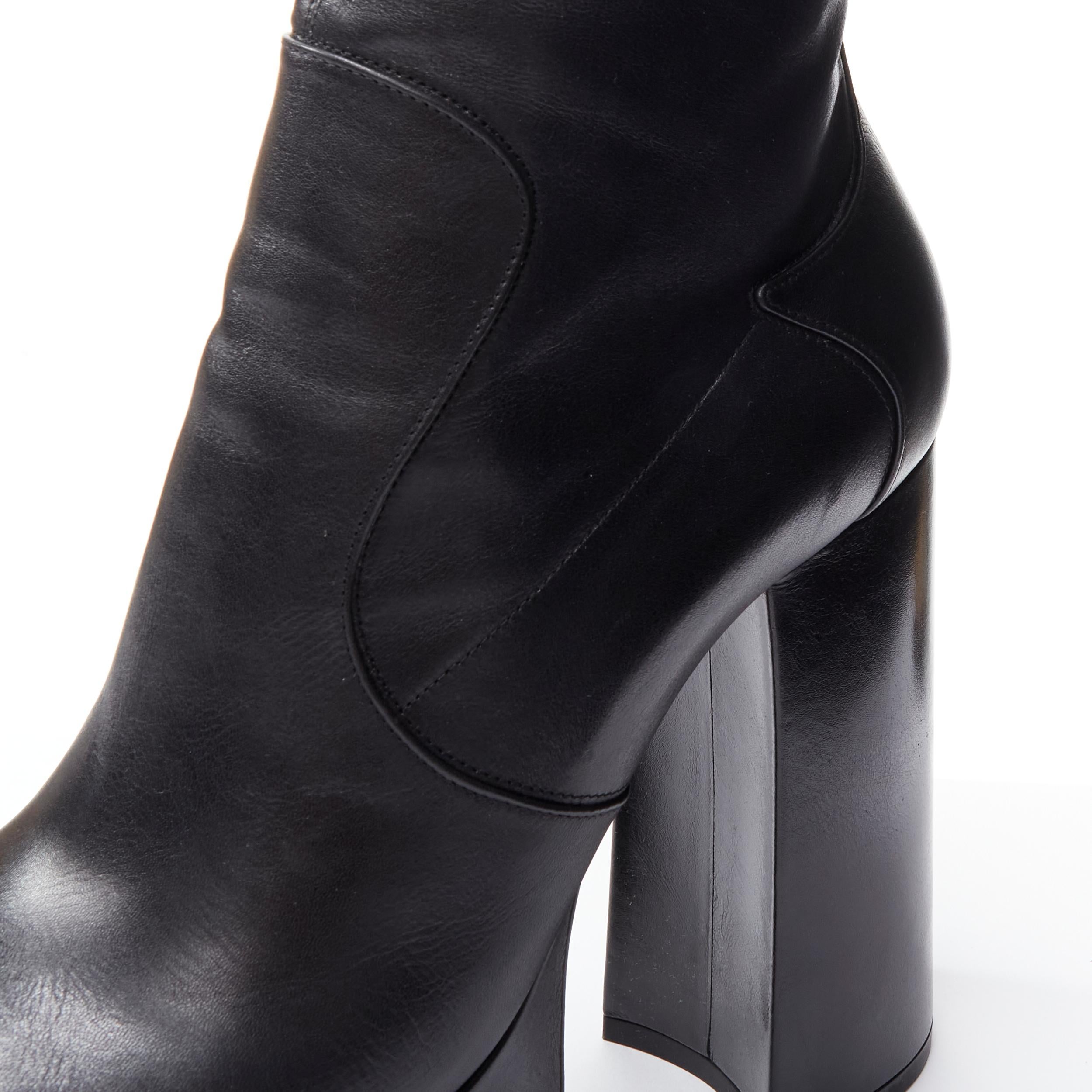 new SAINT LAURENT Billy 85 Runway black leather round platform ankle boot EU39 4