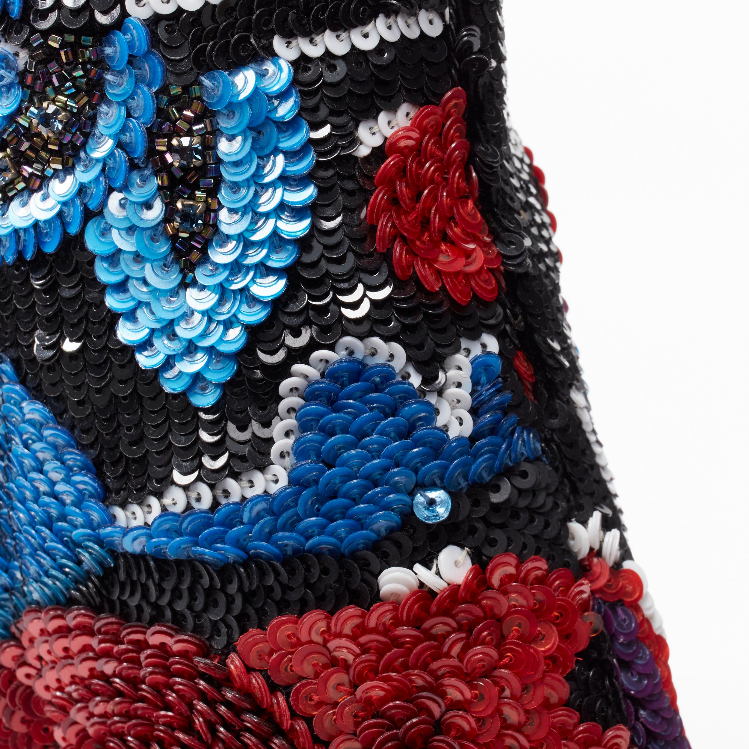 new SAINT LAURENT Billy 85 Runway red blue sequins crystal platform boot EU38 4