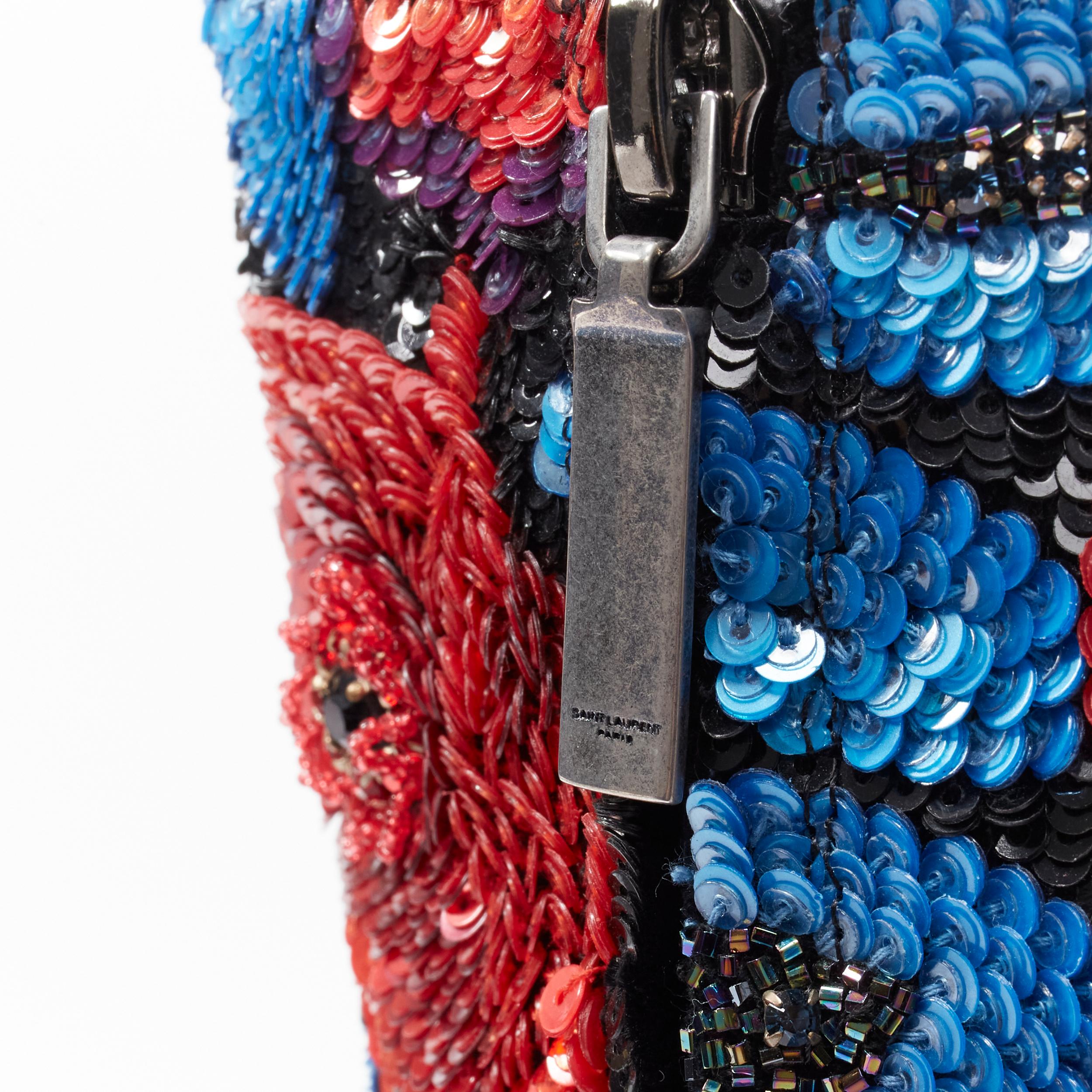 new SAINT LAURENT Billy 85 Runway red blue sequins crystal platform boot EU38 5