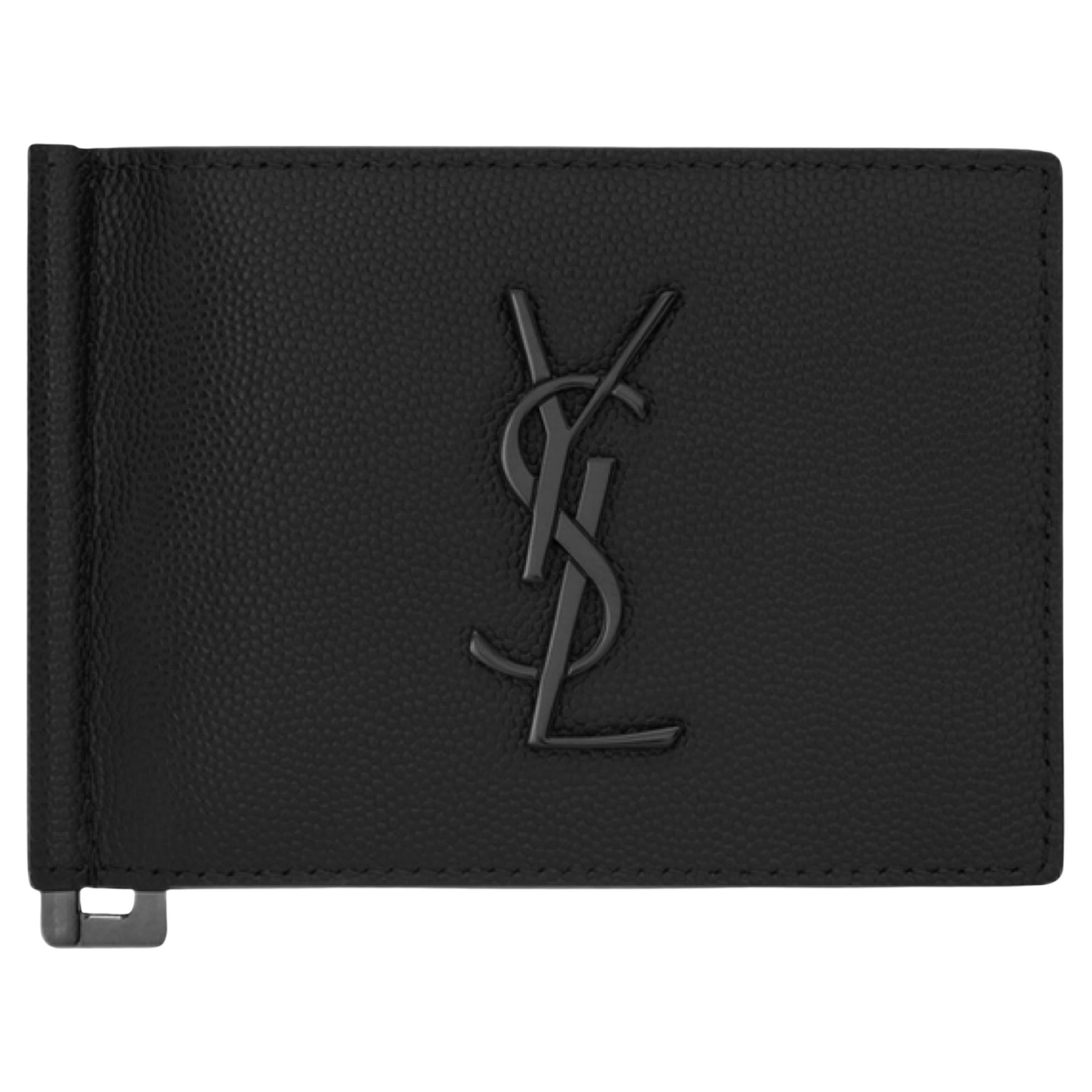 Saint Laurent YSL Bill Clip Wallet - Black for Men