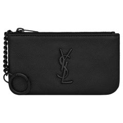 New Saint Laurent Black Cassandre Leather Key Pouch Bag
