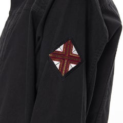 new SAINT LAURENT black cotton embroidery patch utility military jacket  EU50 L