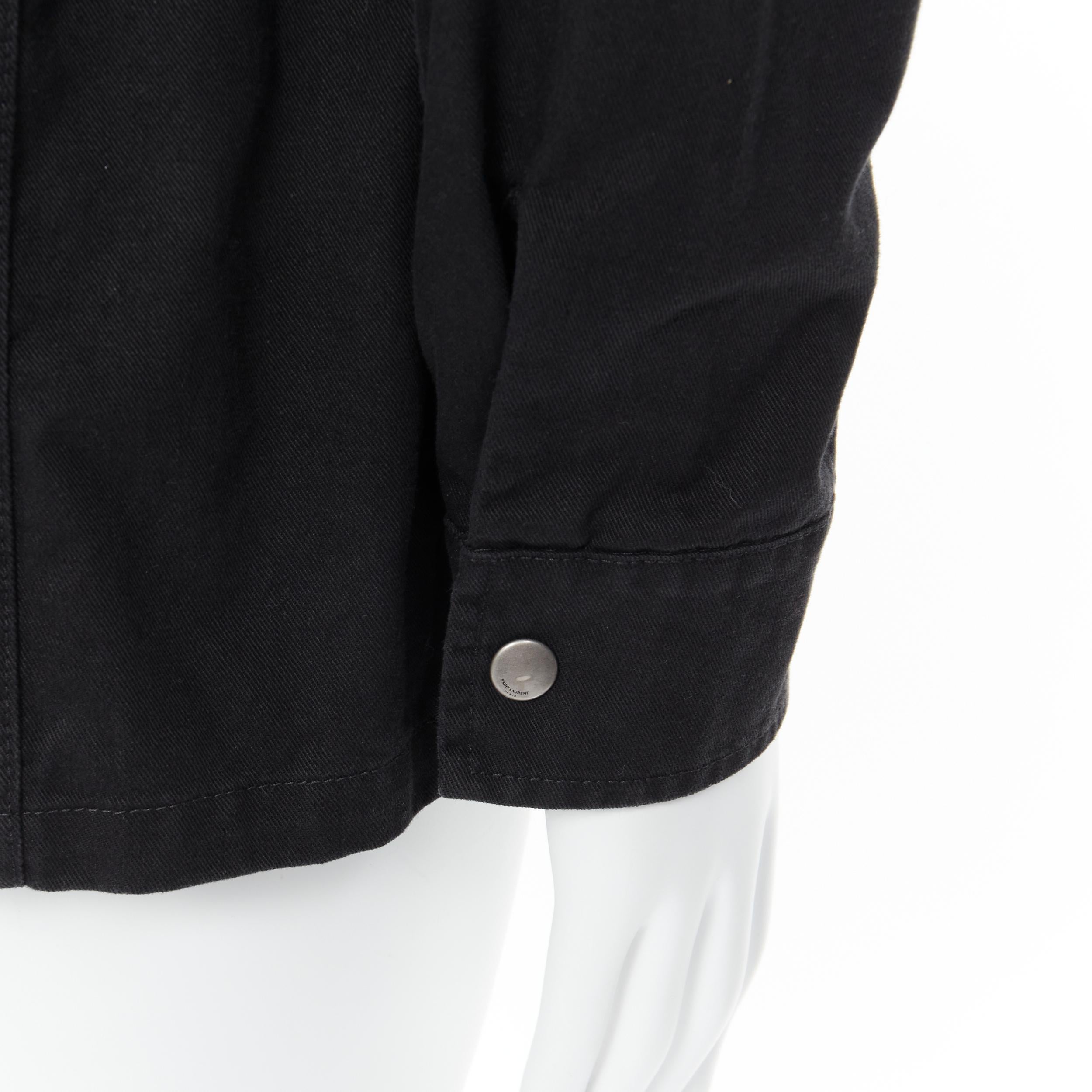 new SAINT LAURENT black cotton embroidery patch utility military jacket  EU50 L For Sale 1