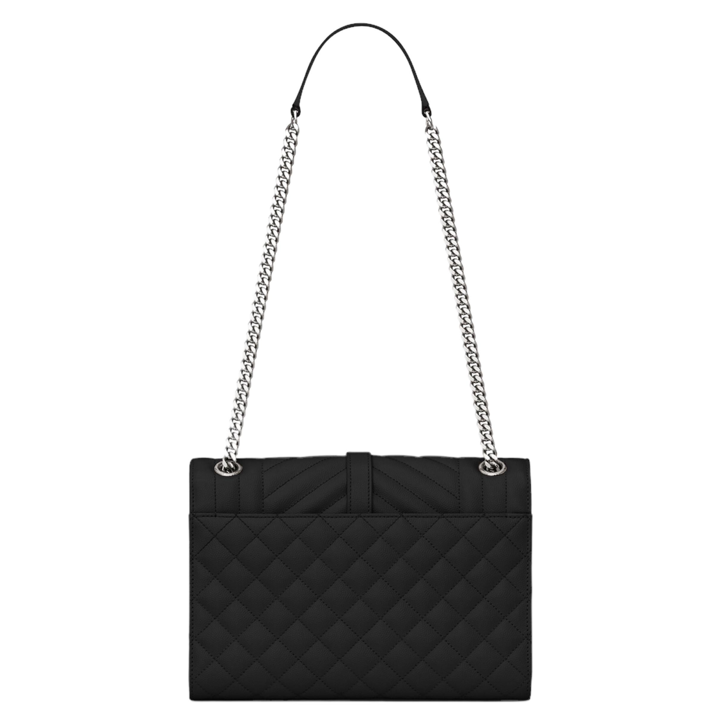 NEW Saint Laurent Black Envelope Medium Chain Leather Crossbody Shoulder Bag For Sale 5