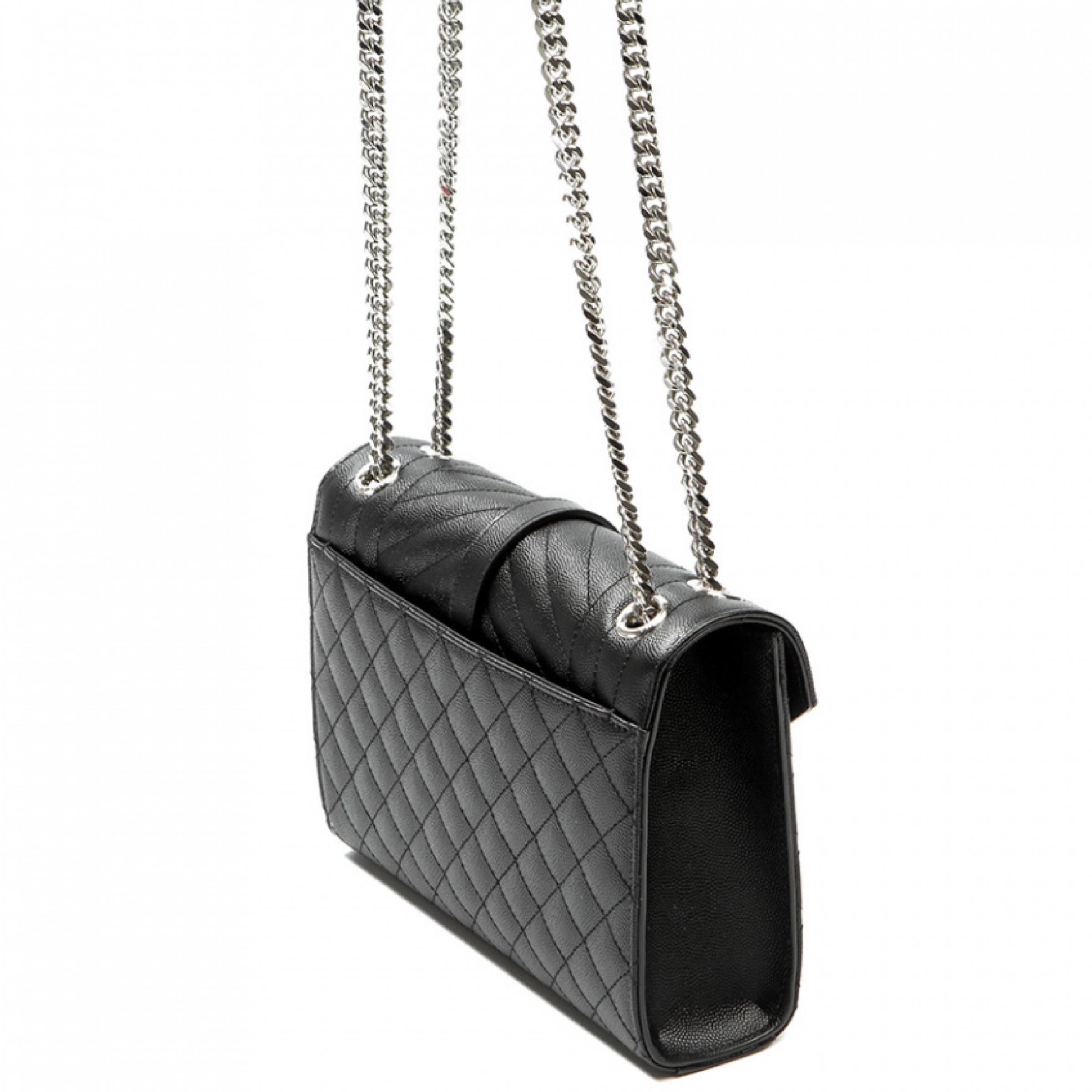 NEW Saint Laurent Black Envelope Medium Chain Leather Crossbody Shoulder Bag For Sale 8