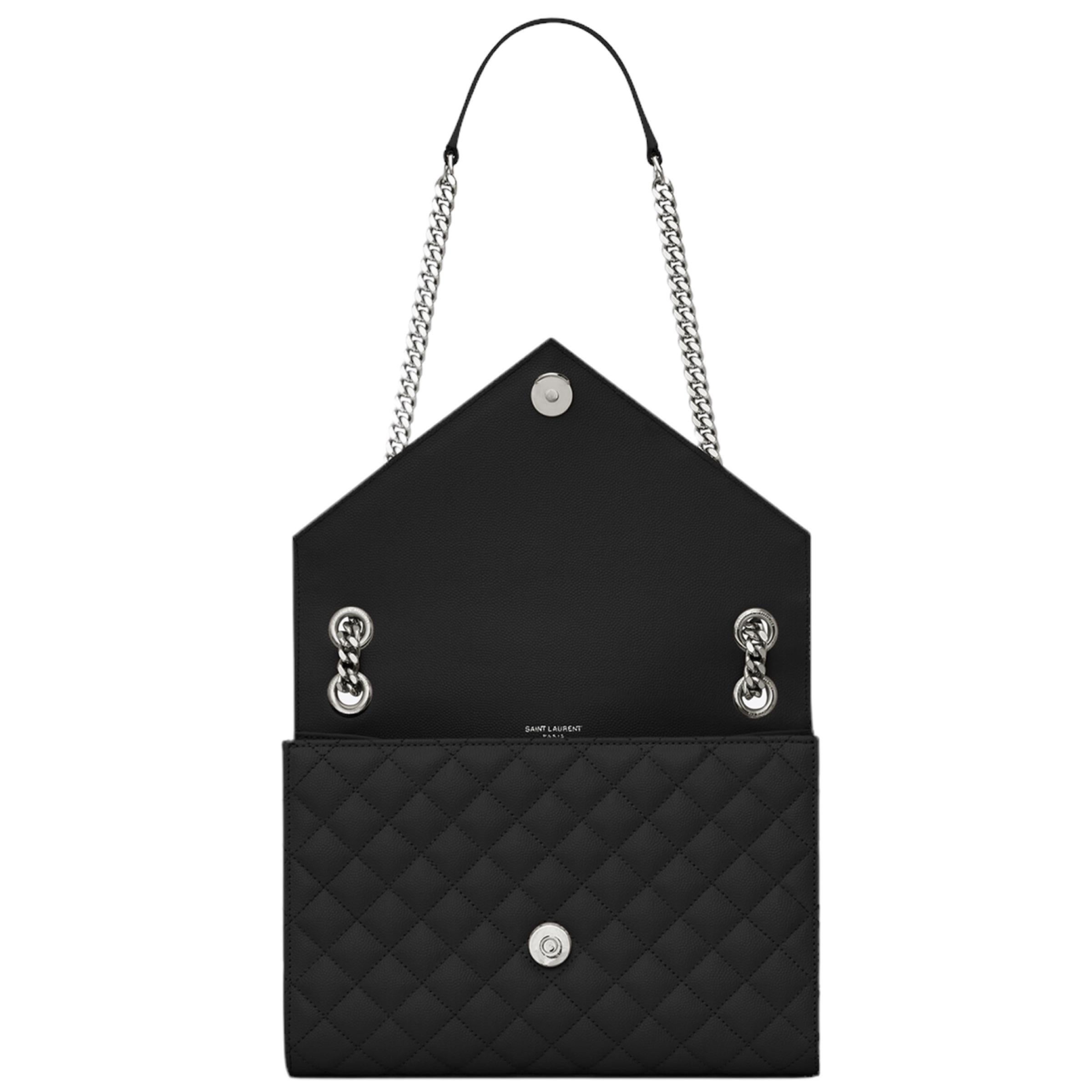 NEW Saint Laurent Black Envelope Medium Chain Leather Crossbody Shoulder Bag For Sale 9