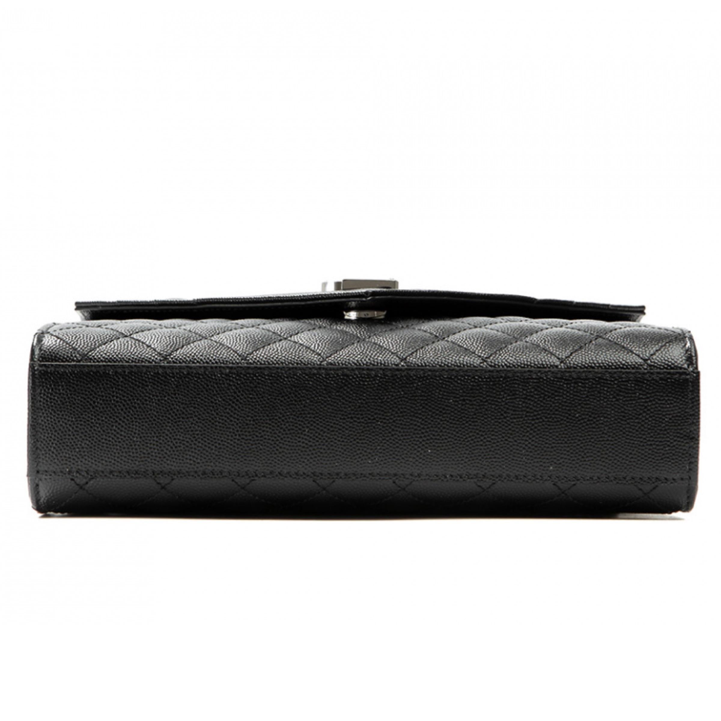 NEW Saint Laurent Black Envelope Medium Chain Leather Crossbody Shoulder Bag For Sale 12
