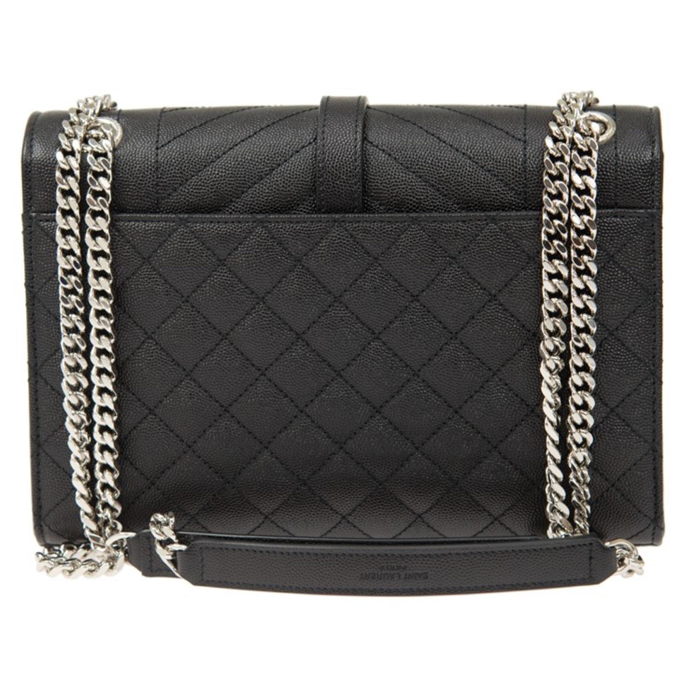 Women's NEW Saint Laurent Black Envelope Medium Chain Leather Crossbody Shoulder Bag For Sale