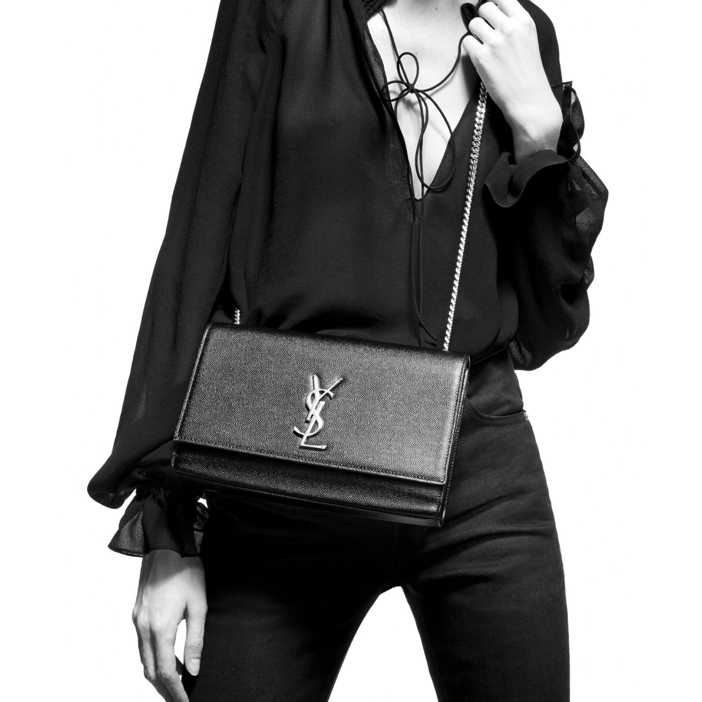 NEW Saint Laurent Black Kate Medium Chain Leather Crossbody Shoulder