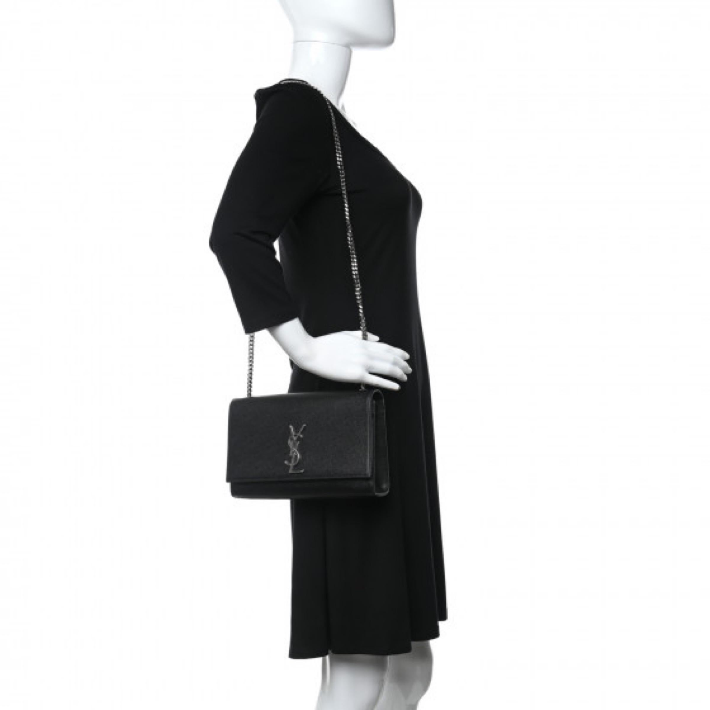 NEW Saint Laurent Black Kate Medium Chain Leather Crossbody Shoulder Bag 13