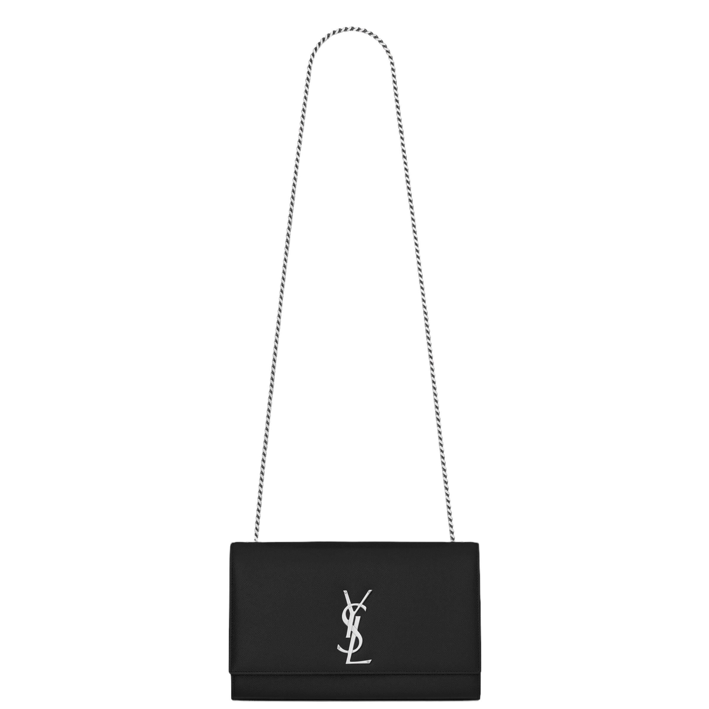 Women's NEW Saint Laurent Black Kate Medium Chain Leather Crossbody Shoulder Bag