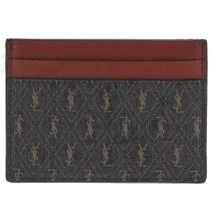 New Saint Laurent Black Le Monogramme Cassandre Canvas Card Holder Wallet