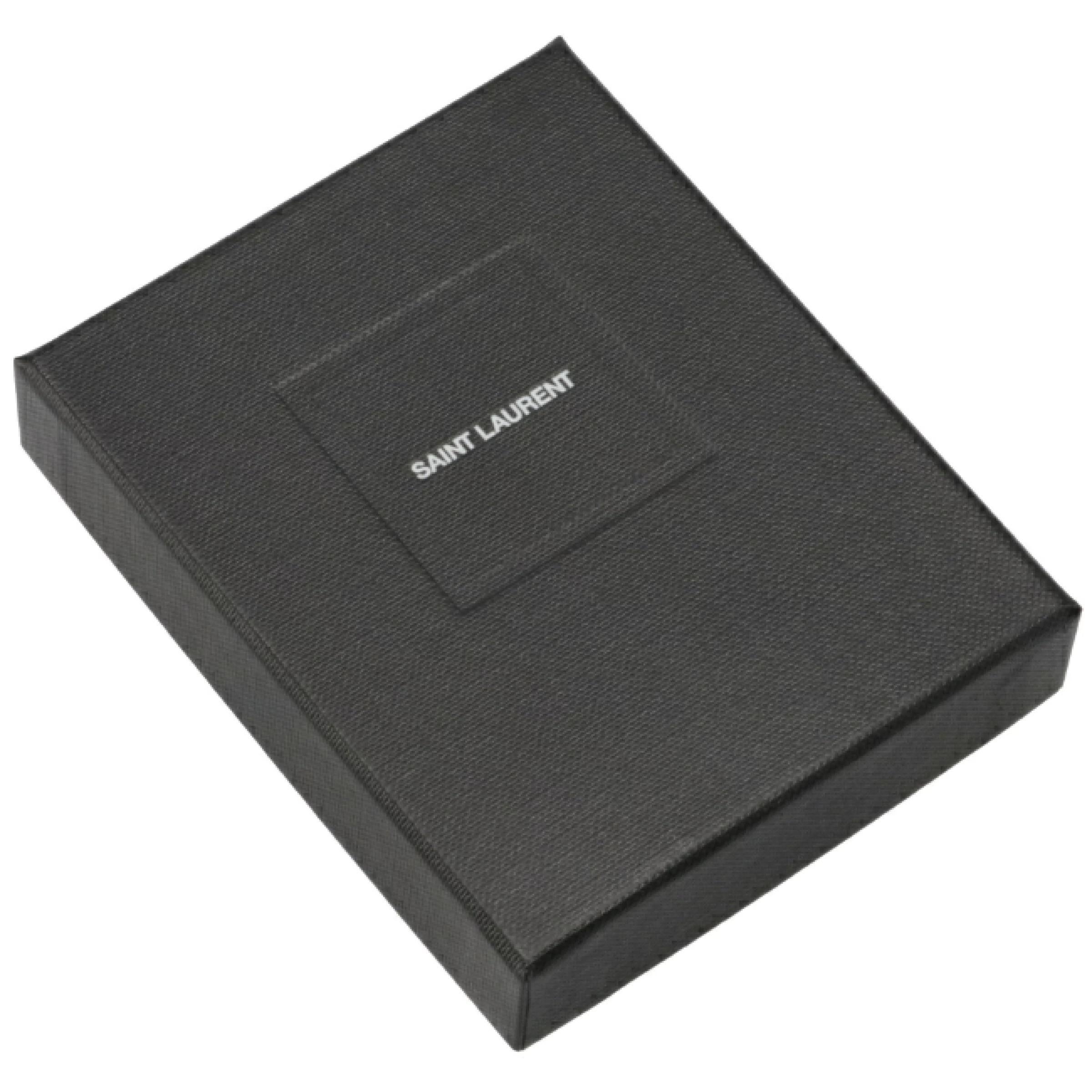 Women's or Men's New Saint Laurent Black Le Monogramme Cassandre Canvas Card Holder Wallet For Sale
