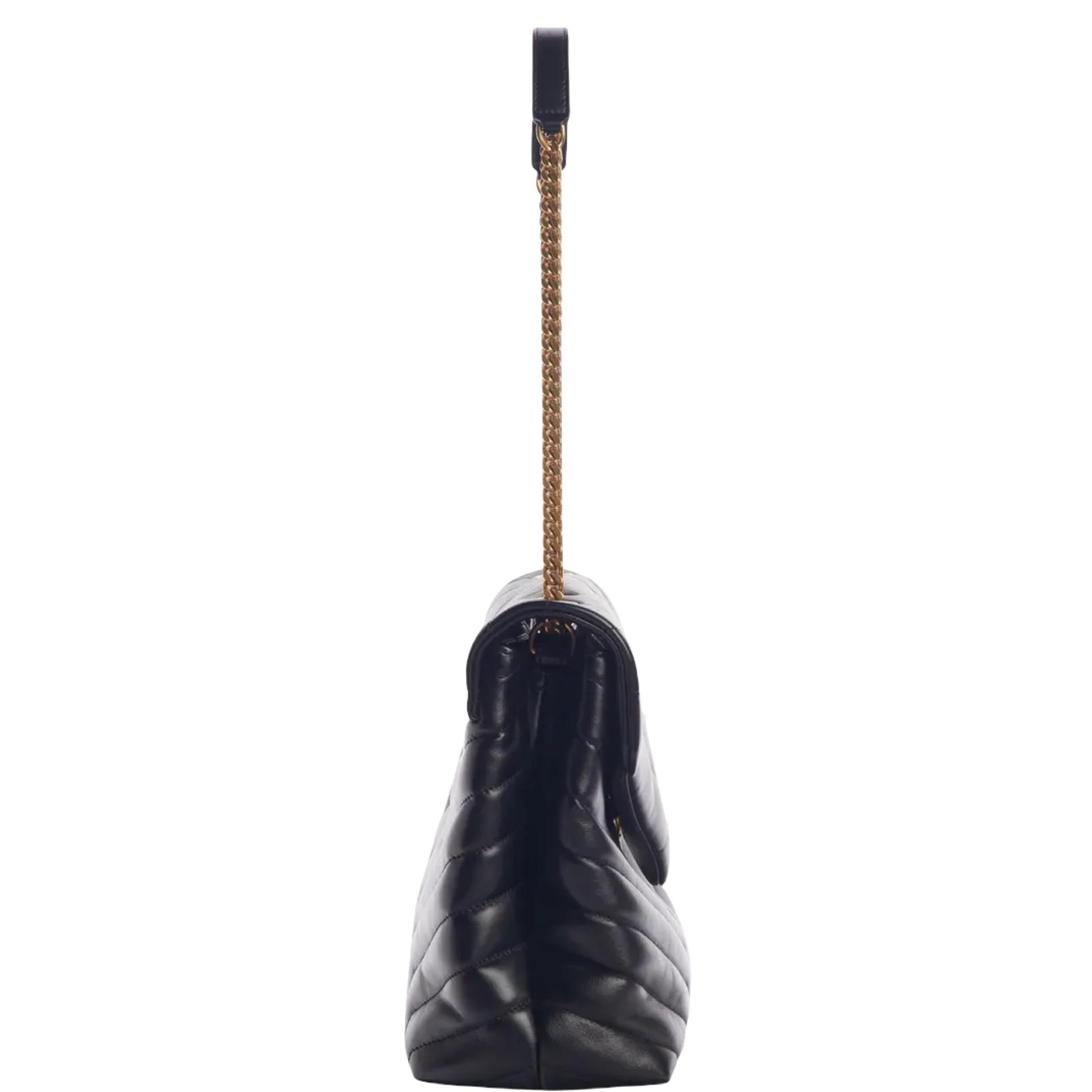 NEW Saint Laurent Black Medium Loulou Quilted Leather Shoulder Bag For Sale 2