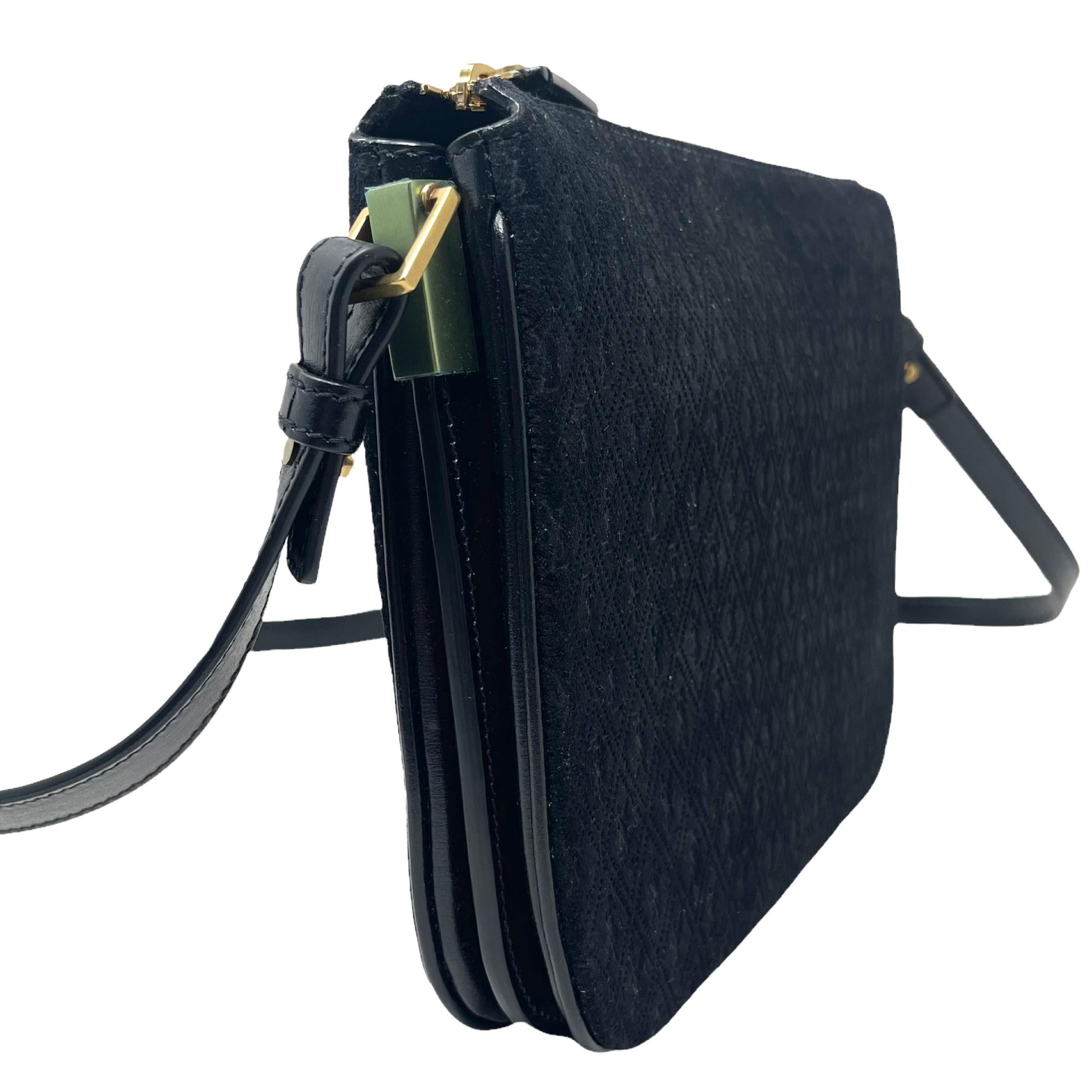 NEW Saint Laurent Black Monogram Suede Crossbody Shoulder Bag For Sale 3