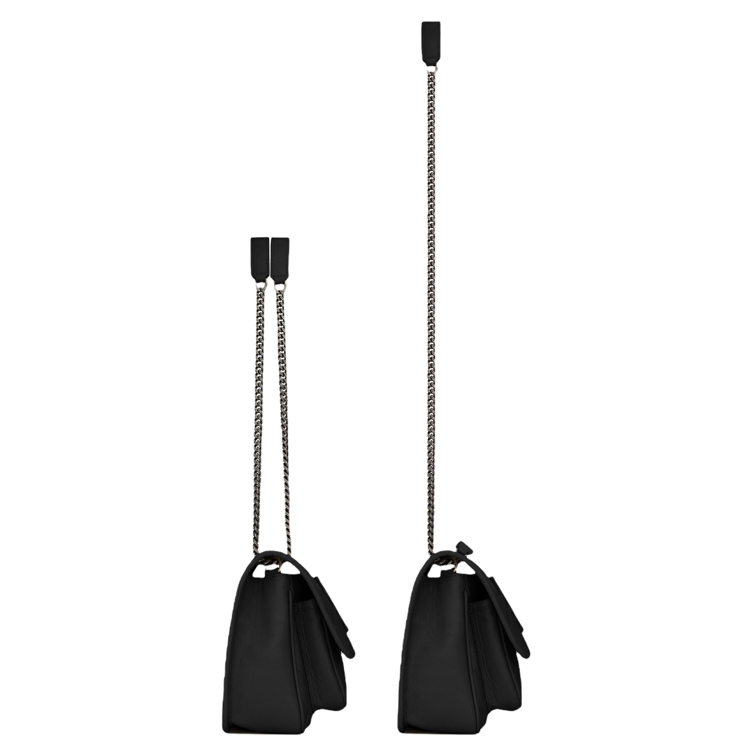 NEU Saint Laurent Schwarze Niki Baby Umhängetasche aus Leder 4