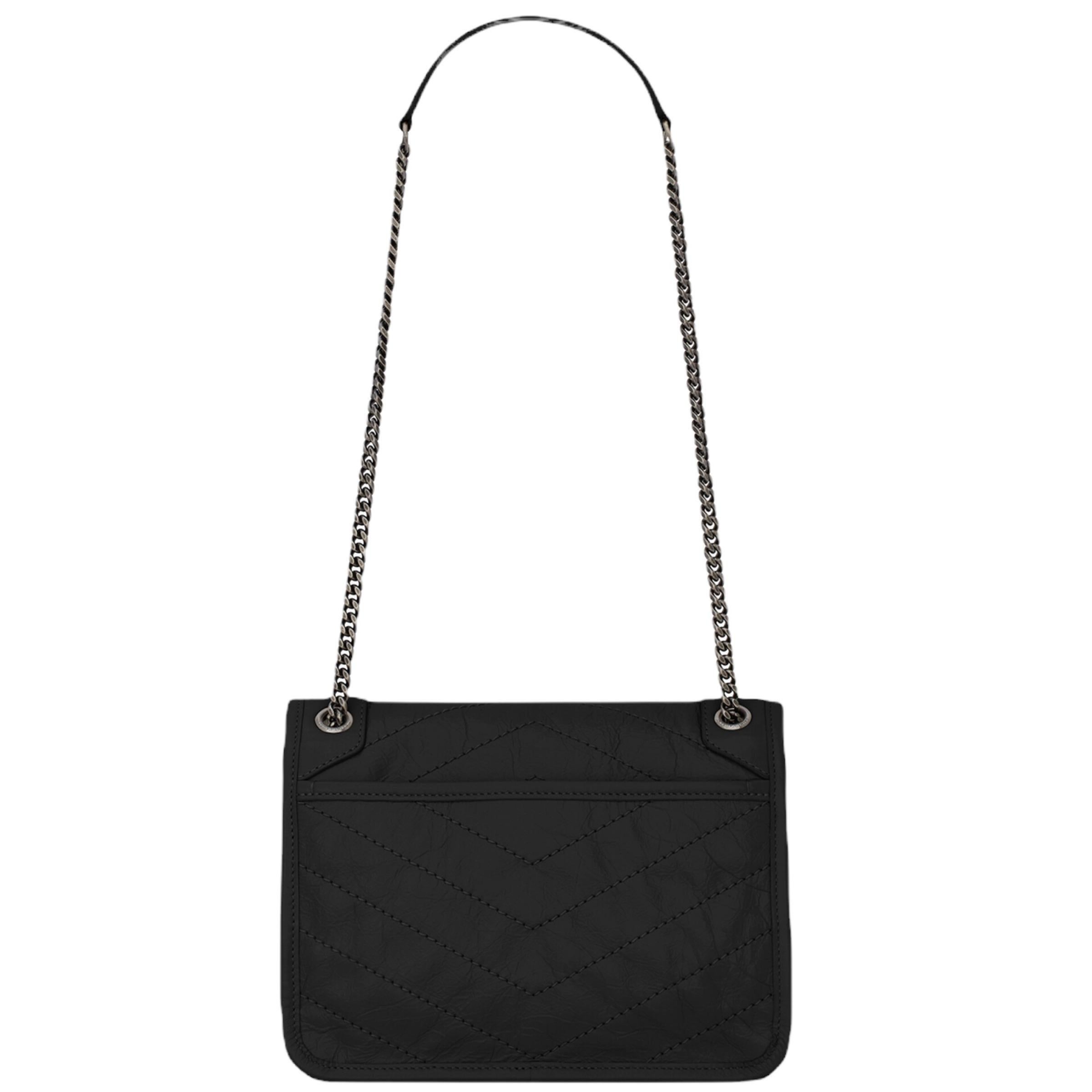 NEU Saint Laurent Schwarze Niki Baby Umhängetasche aus Leder 5