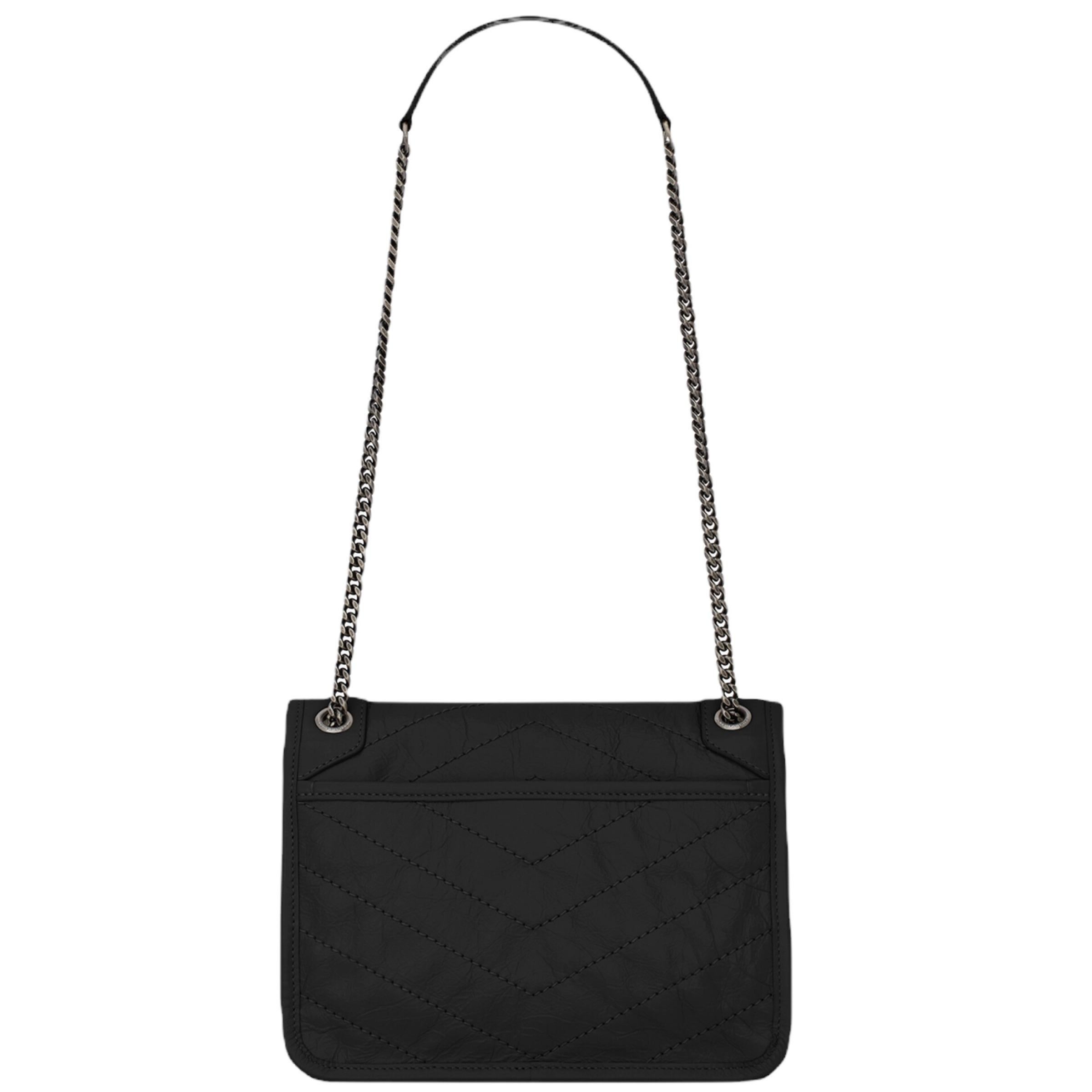 NEW Saint Laurent Black Niki Baby Crinkled Leather Shoulder Bag 5