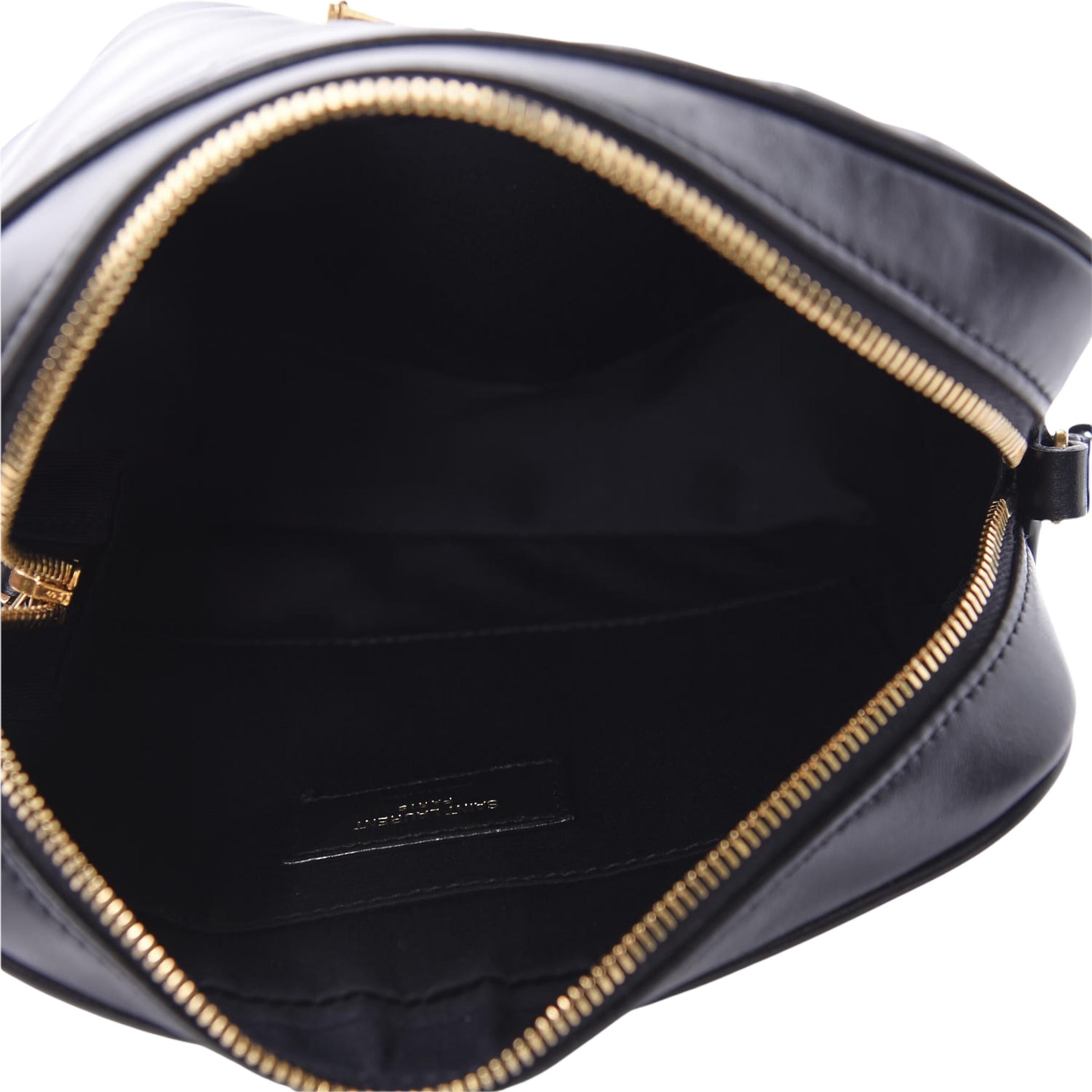 NEW Saint Laurent Black Quilted Leather Lou Crossbody Camera Shoulder Bag For Sale 5
