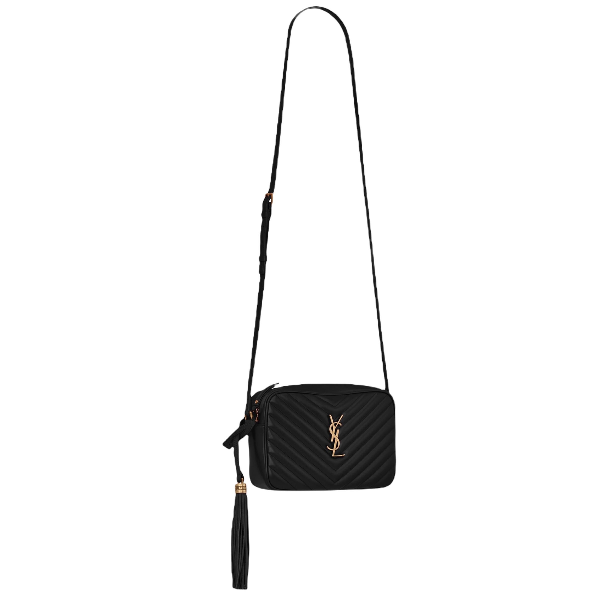 NEW Saint Laurent Black Quilted Leather Lou Crossbody Camera Shoulder Bag For Sale 1
