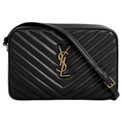 NEW Saint Laurent Black Quilted Leather Lou Crossbody Camera Shoulder Bag