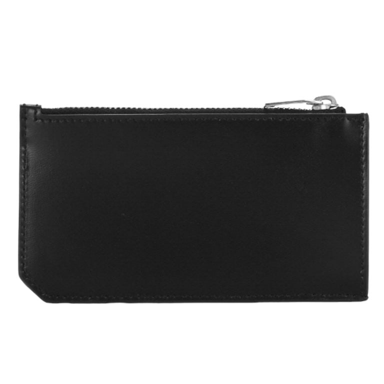 New Saint Laurent Black Tiny Cassandre Fragments Leather Card Holder