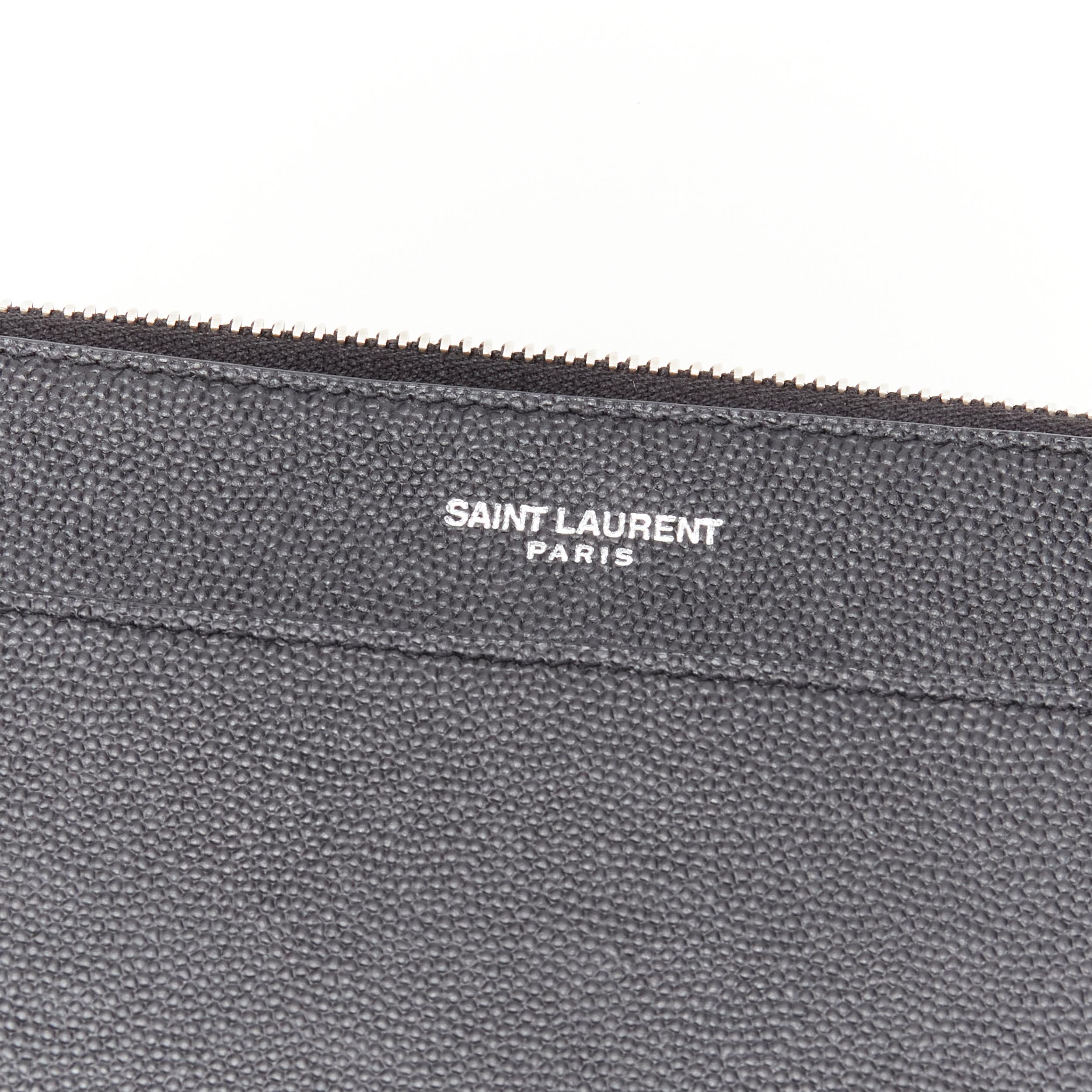 Men's new SAINT LAURENT Catherine black Grain de Poudre leather clutch bag