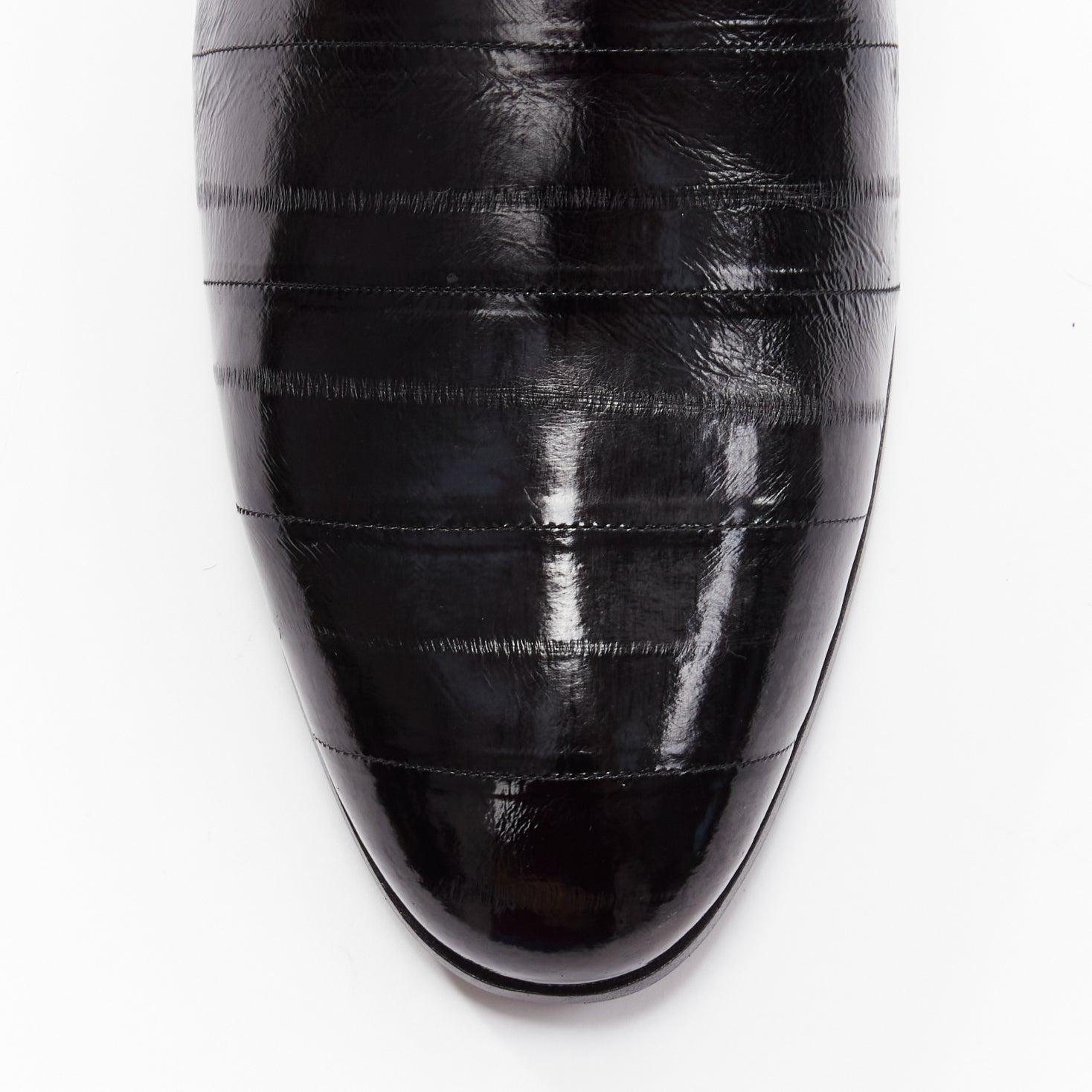 new SAINT LAURENT Cole 45 black polished eel leather ankle boots EU45 For Sale 2