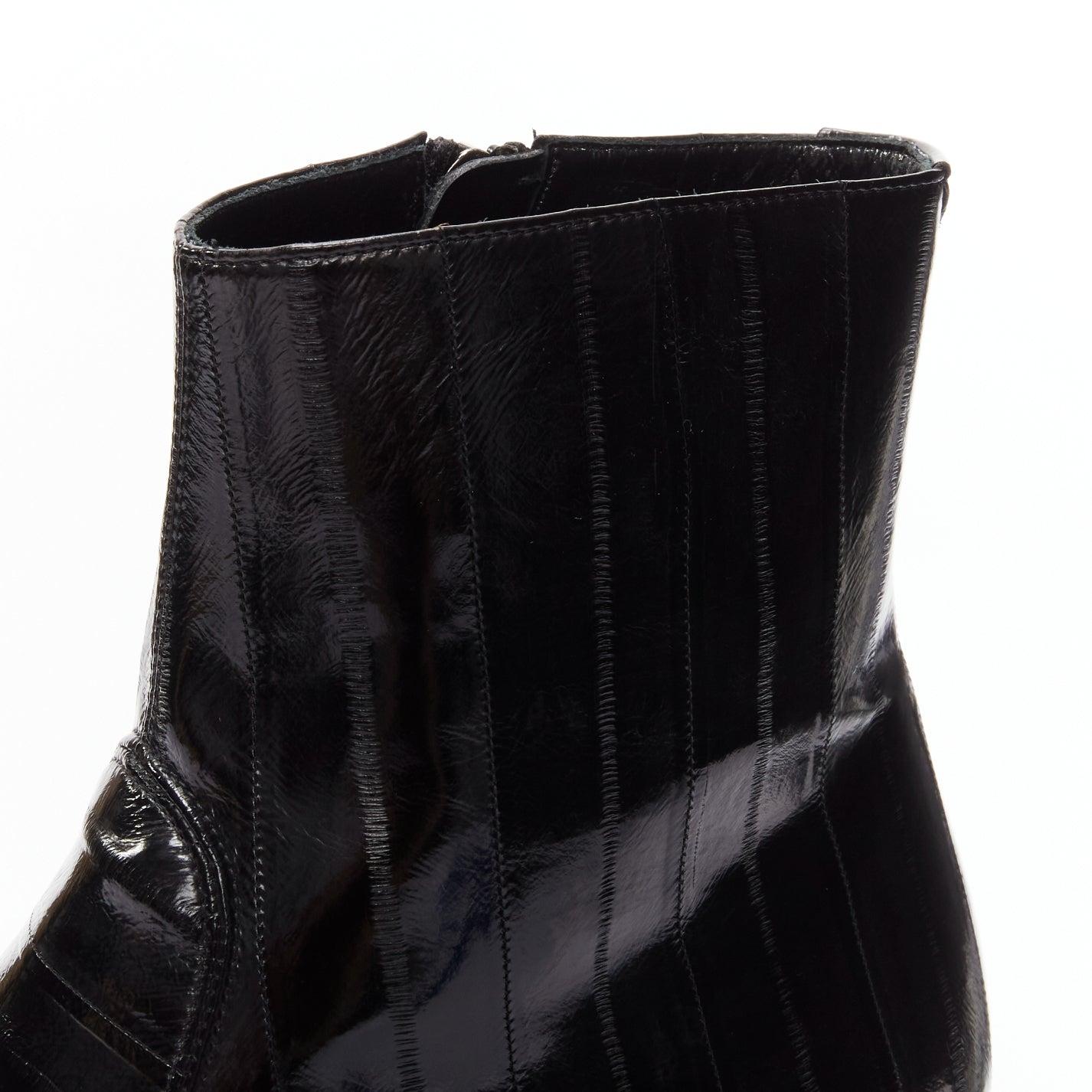 new SAINT LAURENT Cole 45 black polished eel leather ankle boots EU45 For Sale 4