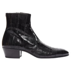 new SAINT LAURENT Cole 45 black polished eel leather ankle boots EU45