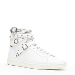 new SAINT LAURENT Court Classic SI16H white silver stud high top sneaker EU42