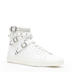 new SAINT LAURENT Court Classic SI16H white silver stud high top sneaker EU42
