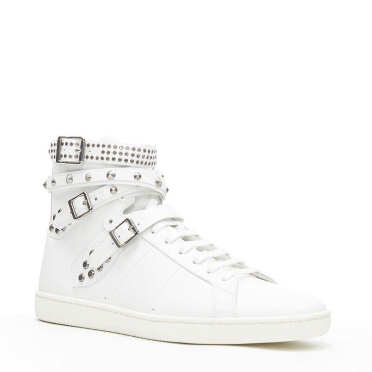 Saint Laurent Studded SL/16H Black Leather High-top Sneakers, Size