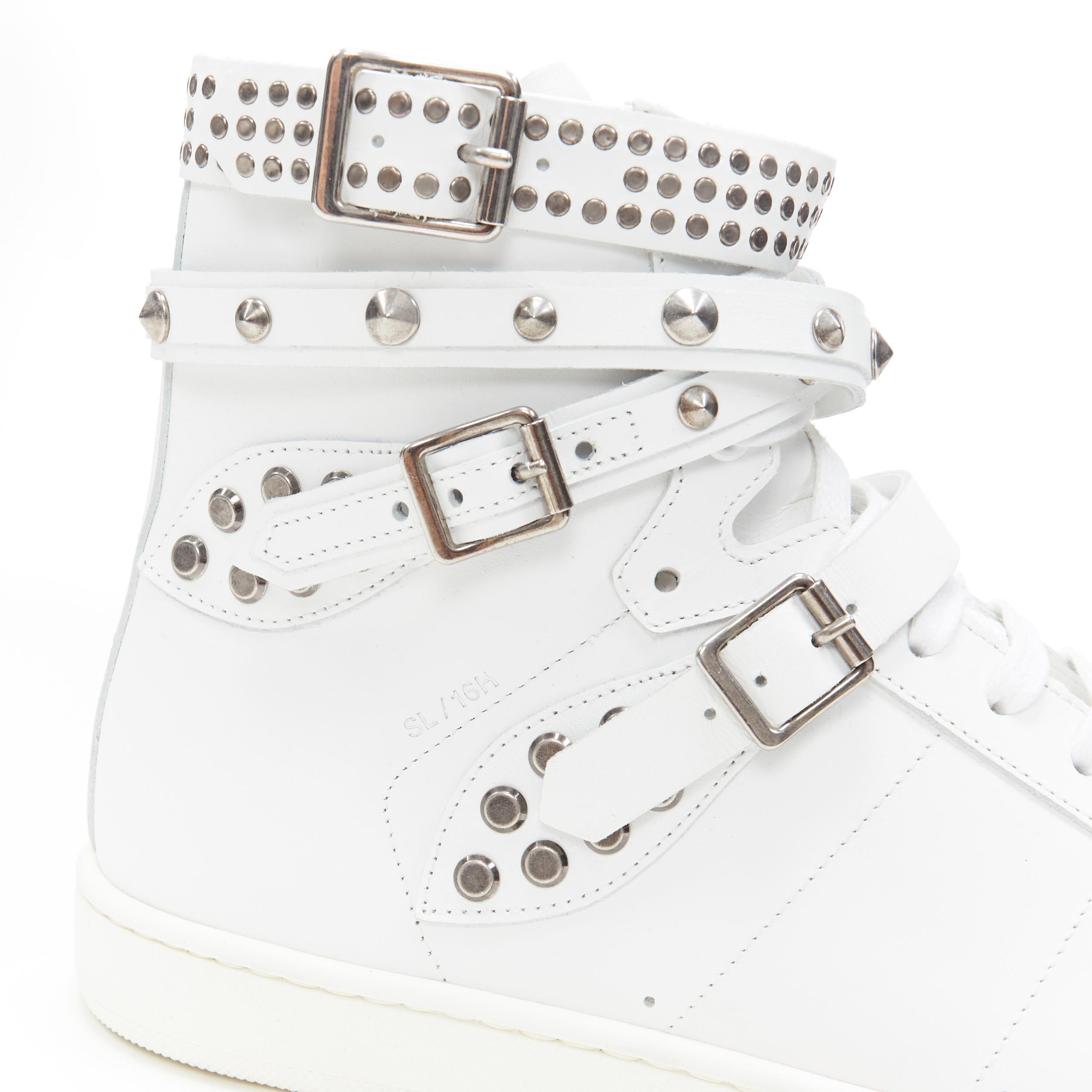 Men's new SAINT LAURENT Court Classic SI16H white silver stud high top sneaker EU42